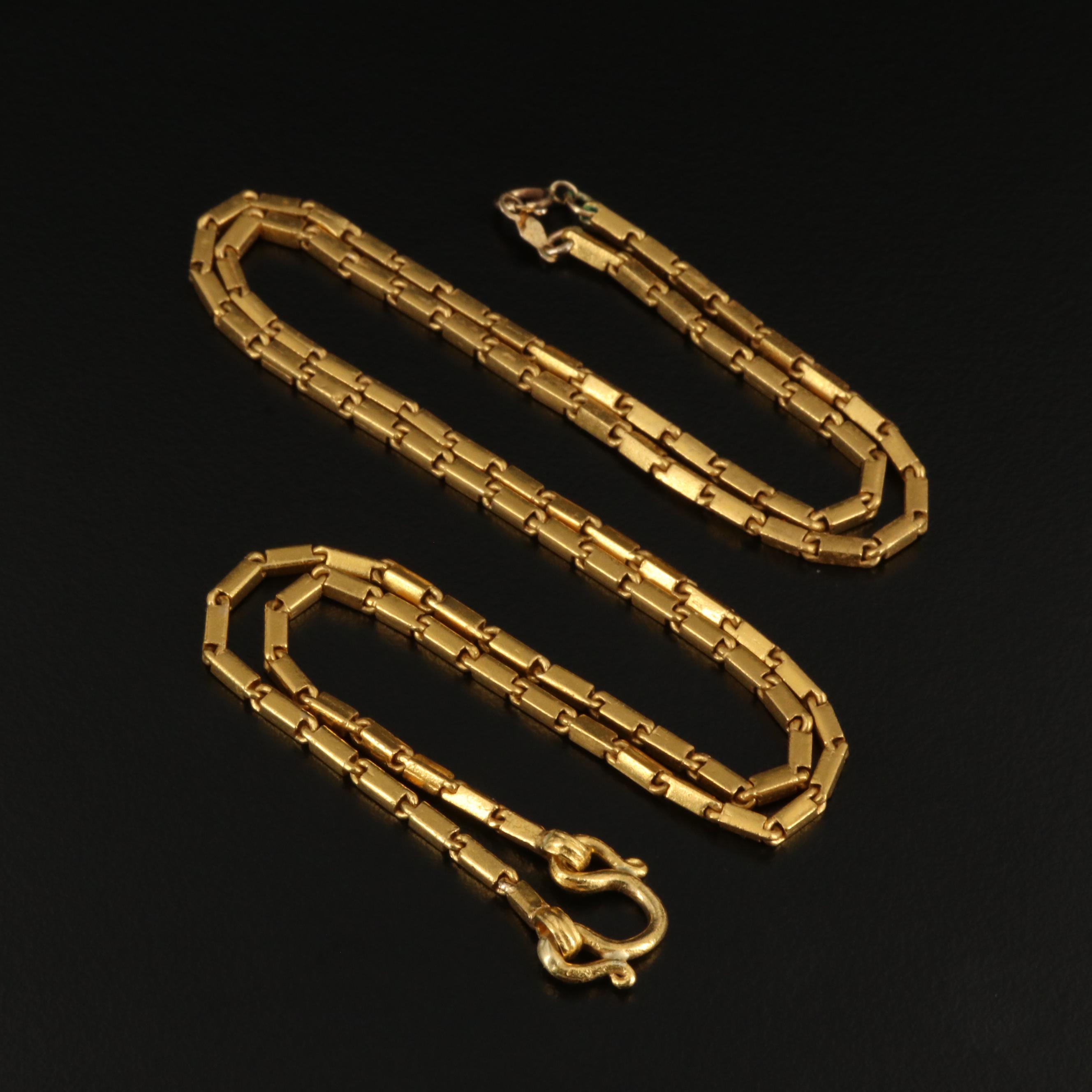 22K Gold Baht Chain Necklace