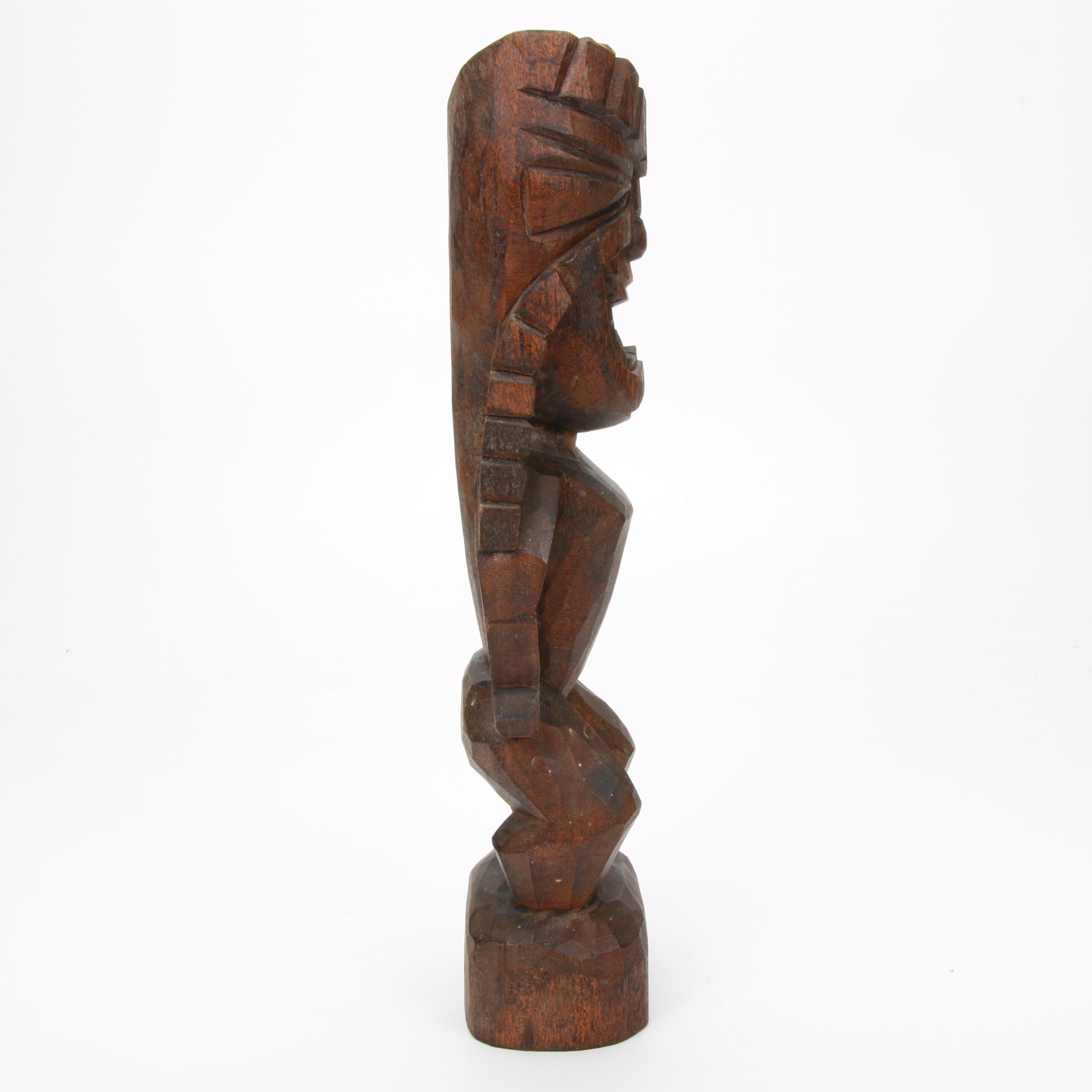 Carved Wood Tiki God Kāne Figure