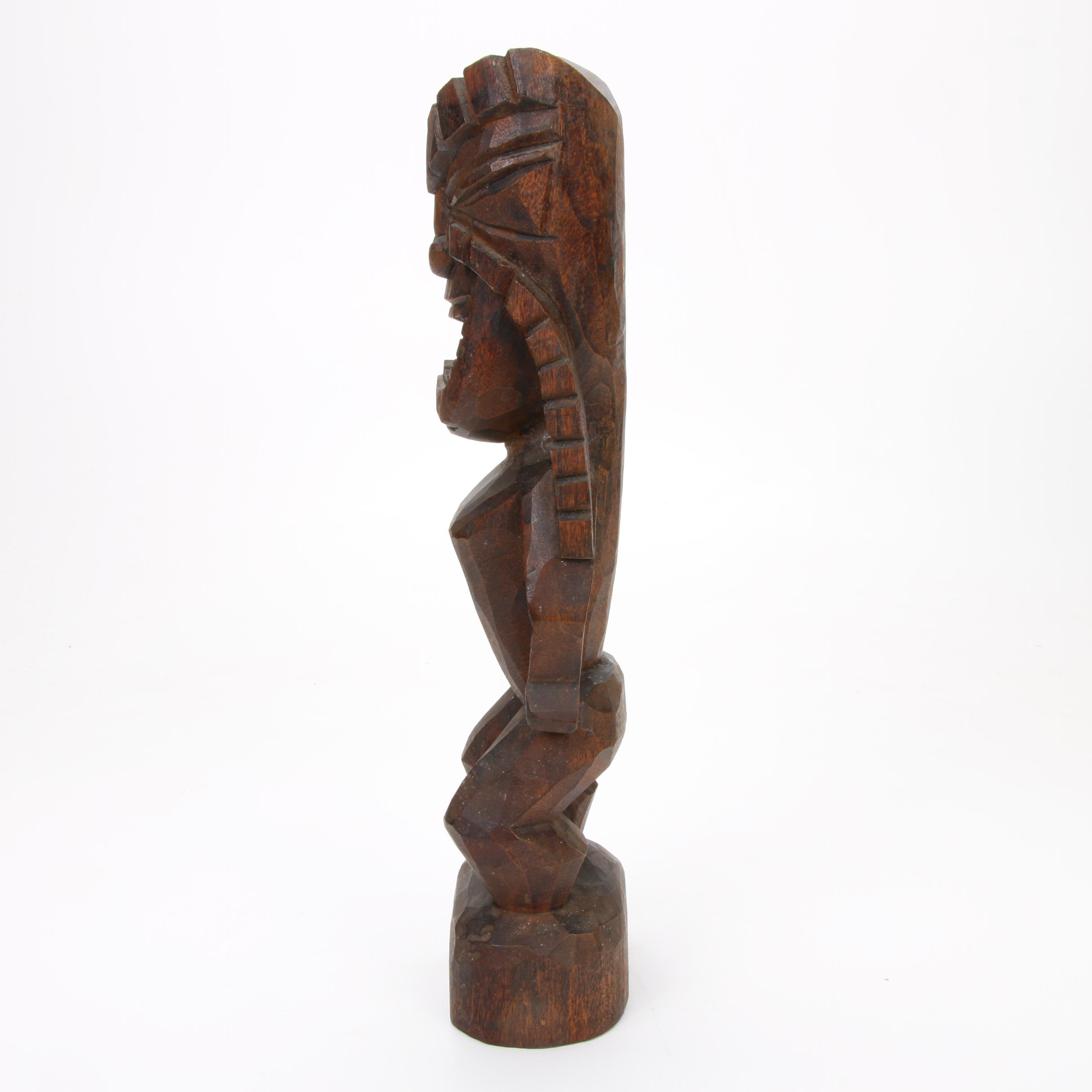 Carved Wood Tiki God Kāne Figure
