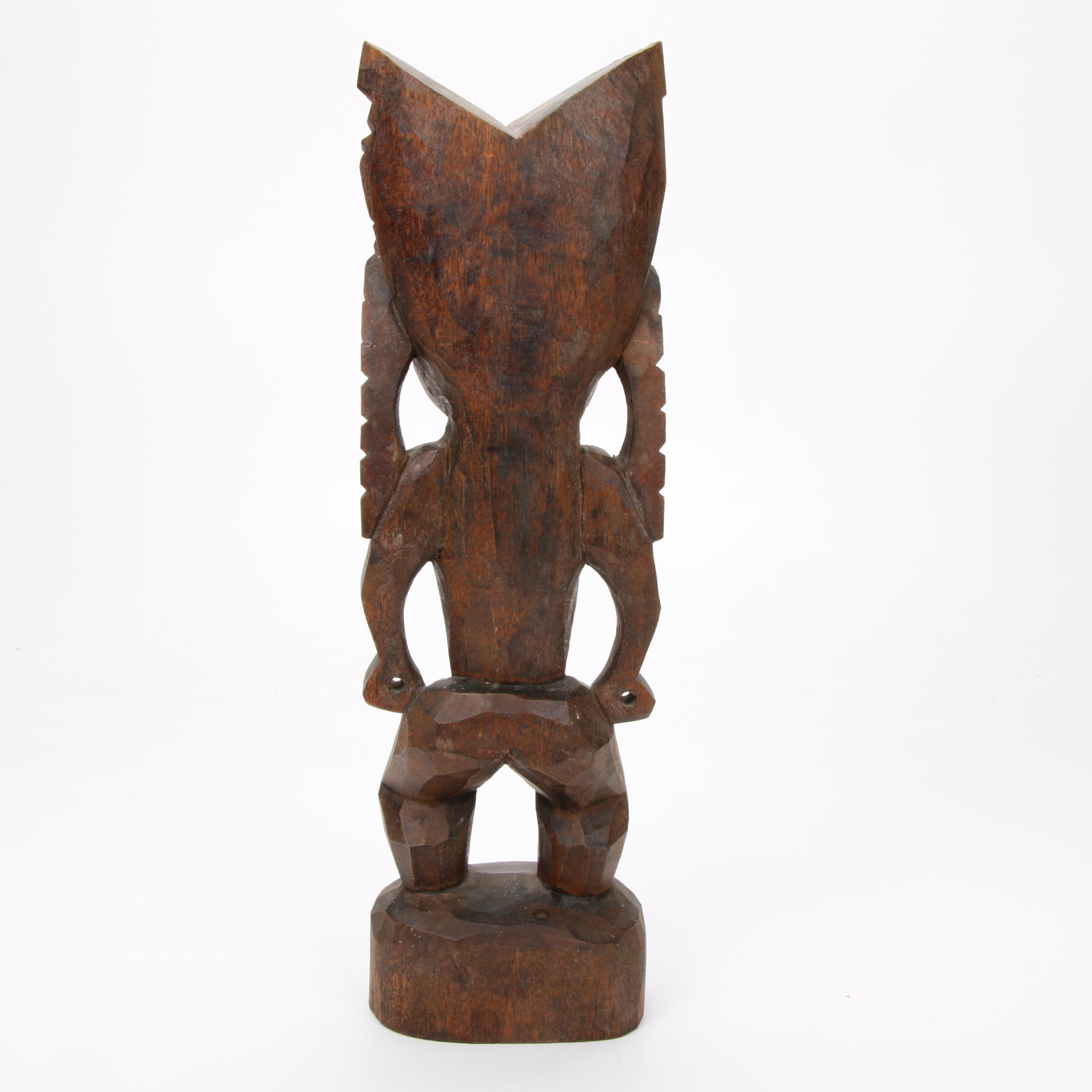 Carved Wood Tiki God Kāne Figure