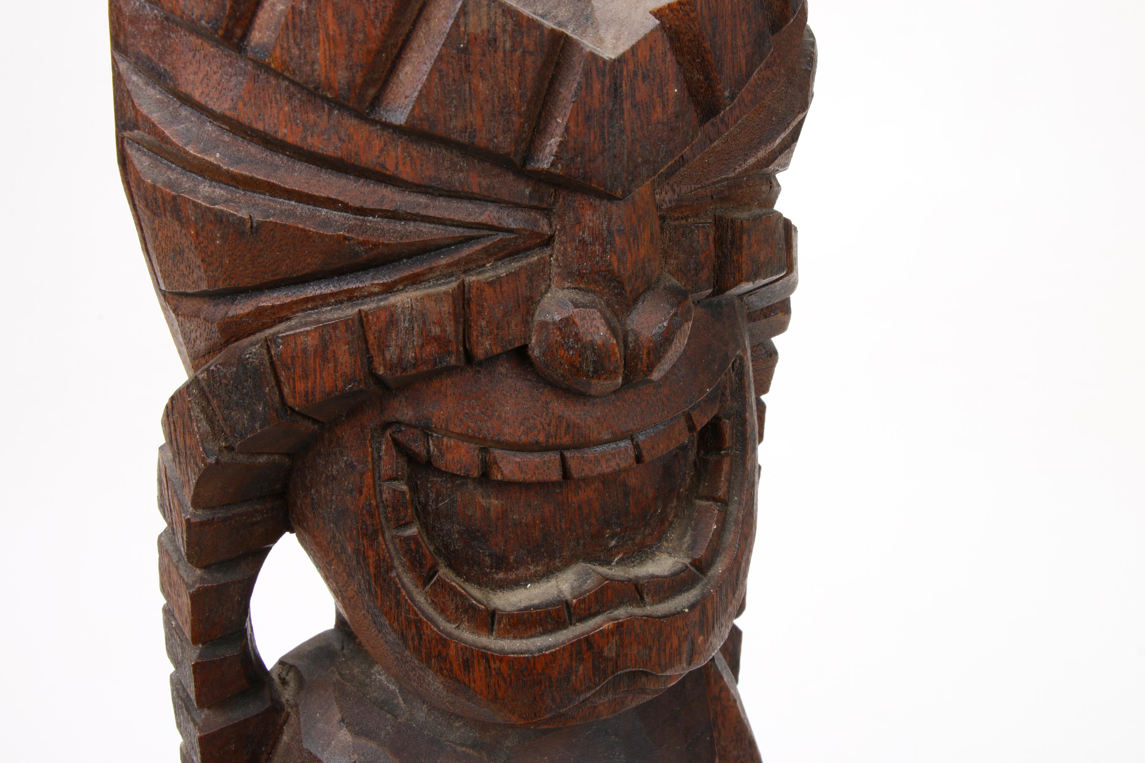 Carved Wood Tiki God Kāne Figure