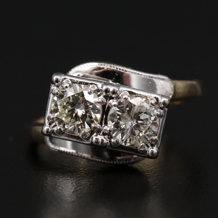 Vintage 14K Diamond Bypass Ring