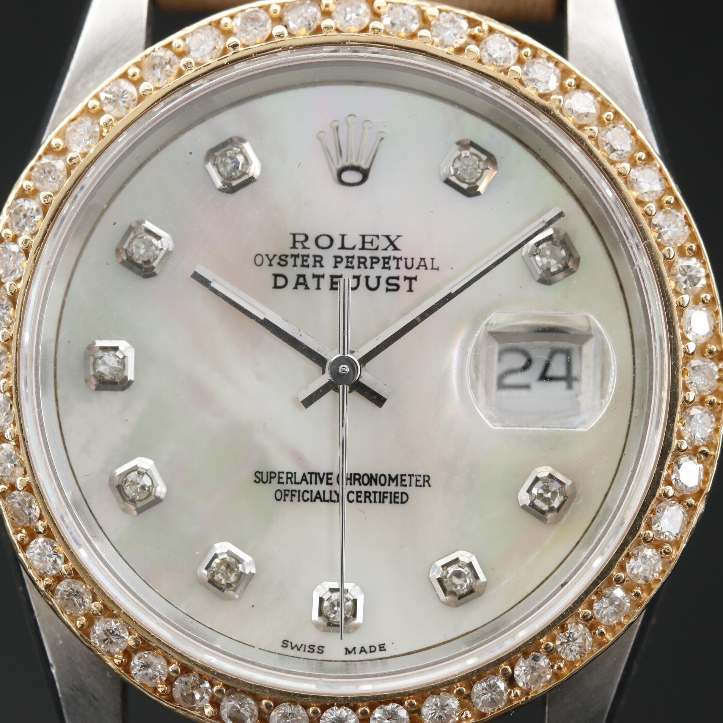 1989 Rolex "Datejust" 14K, 1.13 CTW Diamond and  Stainless Steel Watch