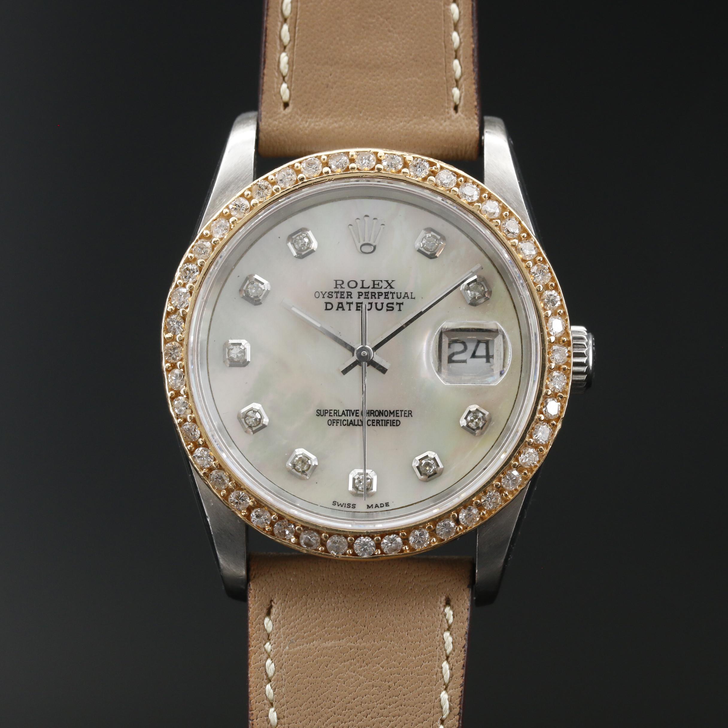 1989 Rolex "Datejust" 14K, 1.13 CTW Diamond and  Stainless Steel Watch