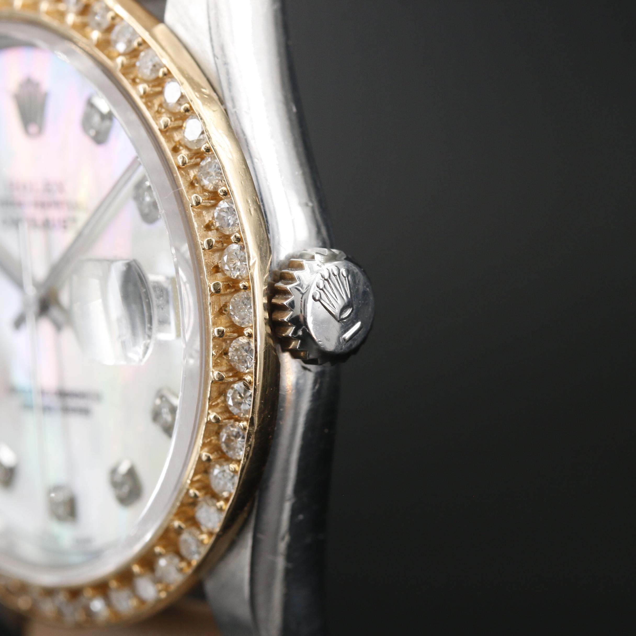 1989 Rolex "Datejust" 14K, 1.13 CTW Diamond and  Stainless Steel Watch