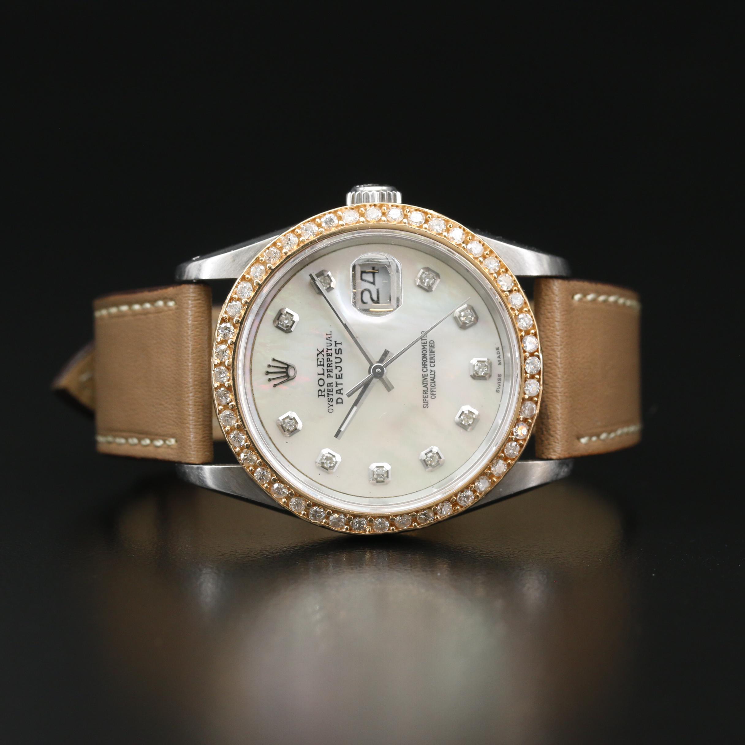 1989 Rolex "Datejust" 14K, 1.13 CTW Diamond and  Stainless Steel Watch