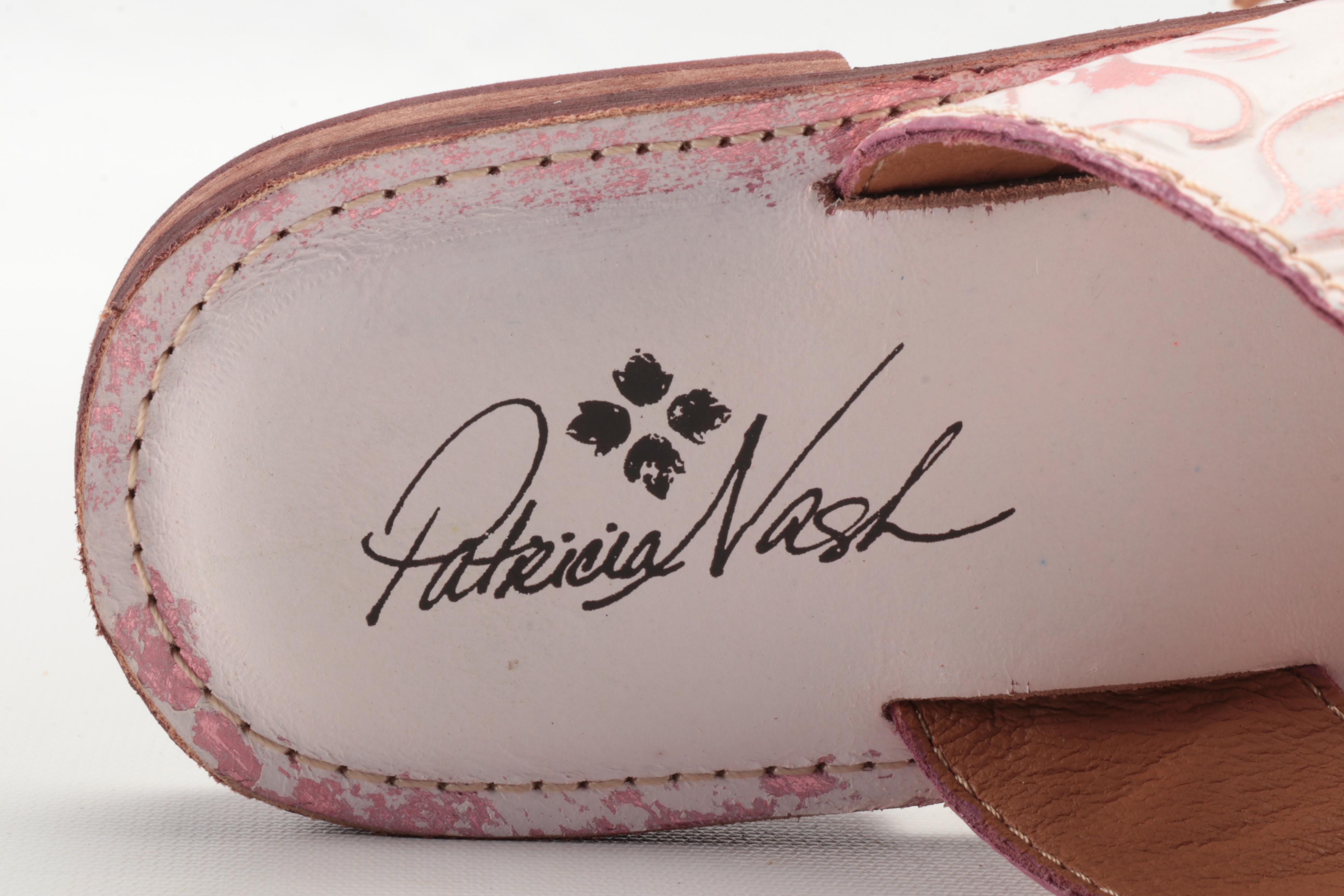 Patricia Nash Franca Pink Leather Pom-Pom Casual Slide Sandals