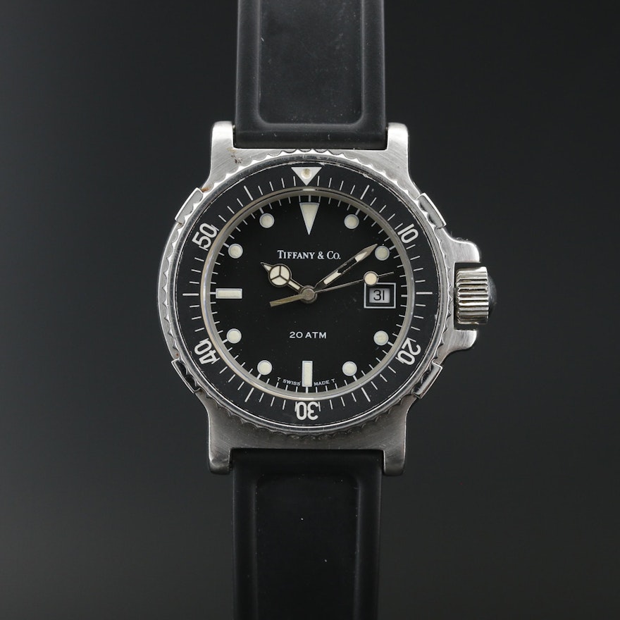 Vintage Tiffany & Co. "Diver" Stainless Steel Quartz Wristwatch