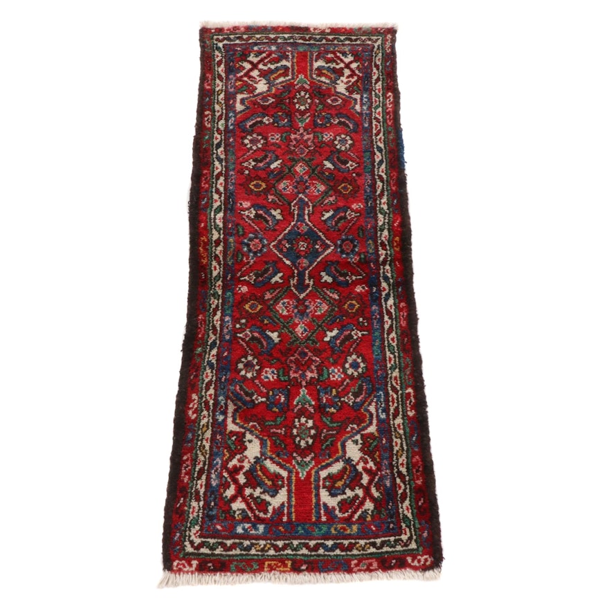 1'9 x 5'0 Hand-Knotted Persian Zanjan Rug Runner, 1920s