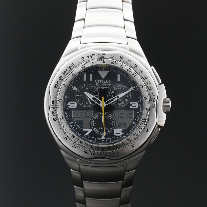 Citizen "Eco-Drive Skyhawk" Stainless Steel Wristwatch