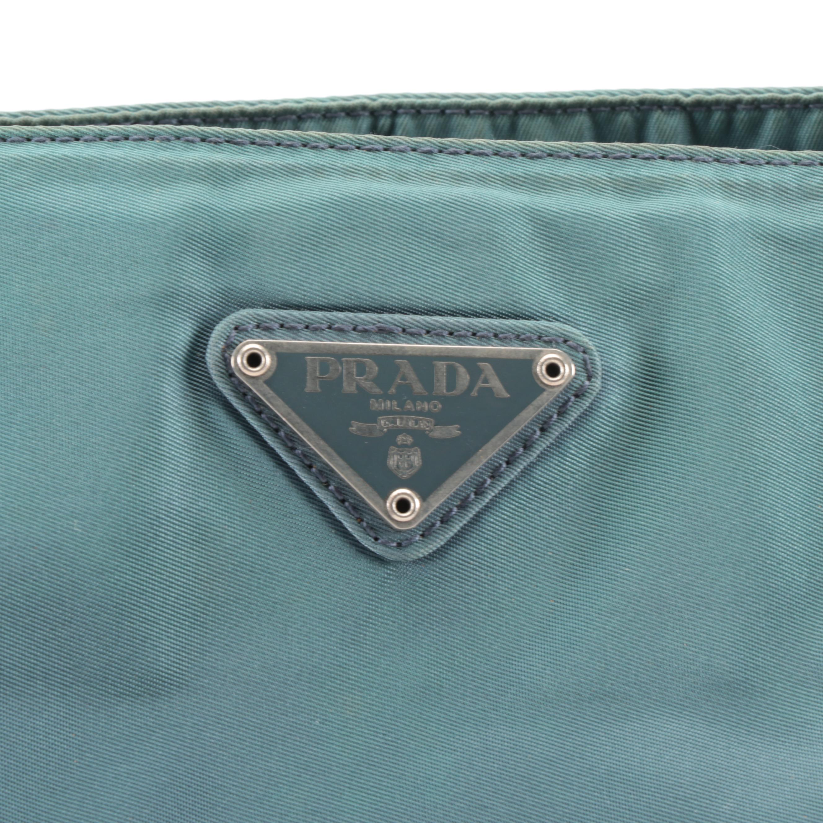Prada Tessuto Nylon Shoulder Bag in Light Teal Blue