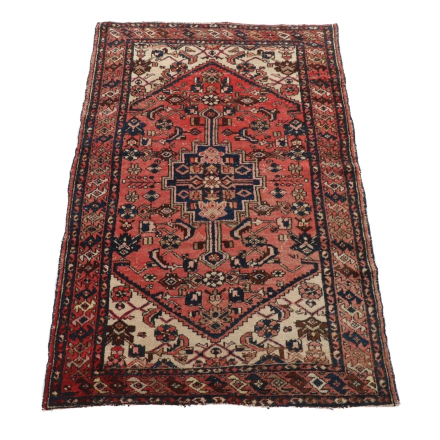 4'4 x 6'7 Hand-Knotted Persian Zanjan Rug, 1920s