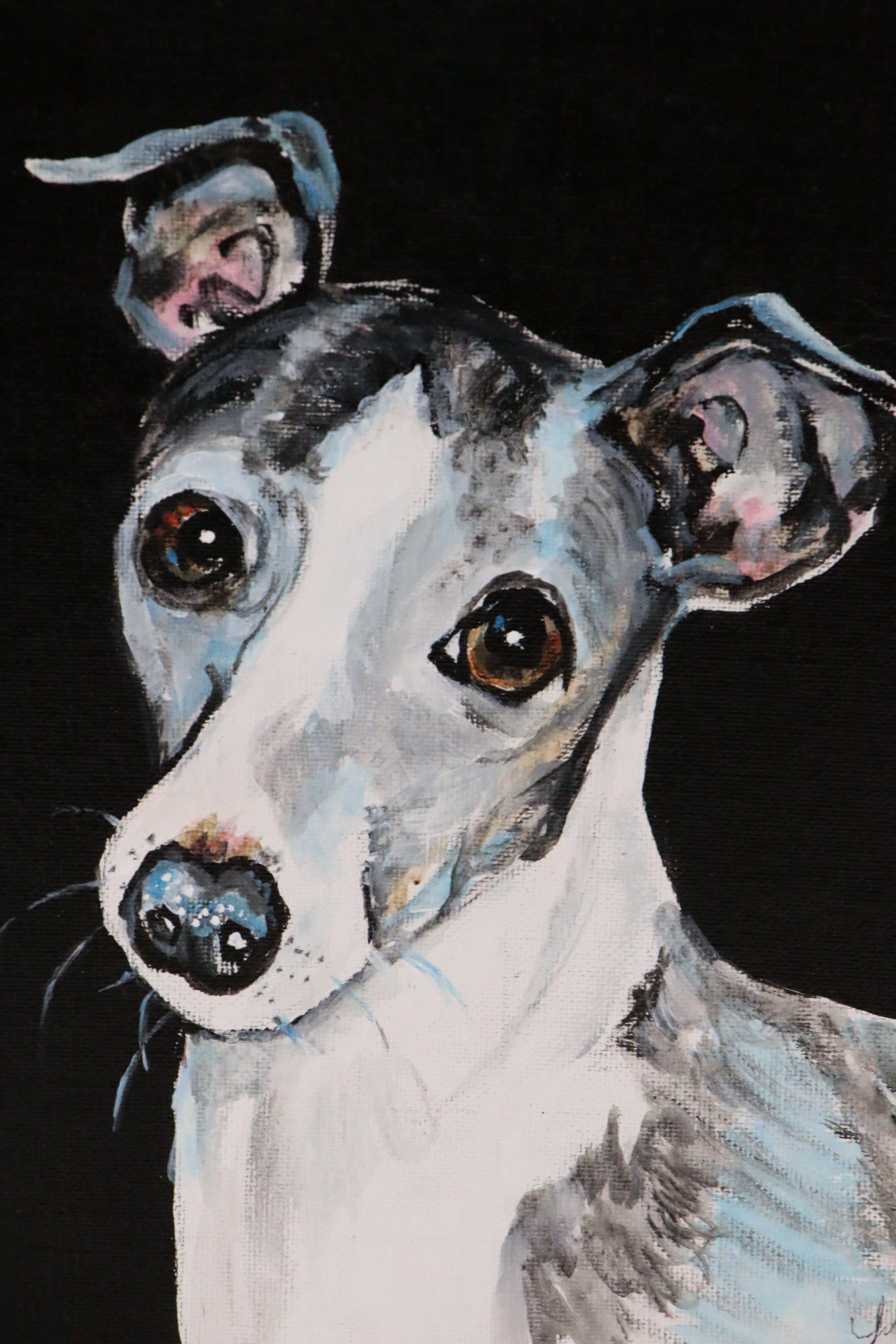 C.J. Lee Acrylic Painting "Italian Greyhound", 21st Century
