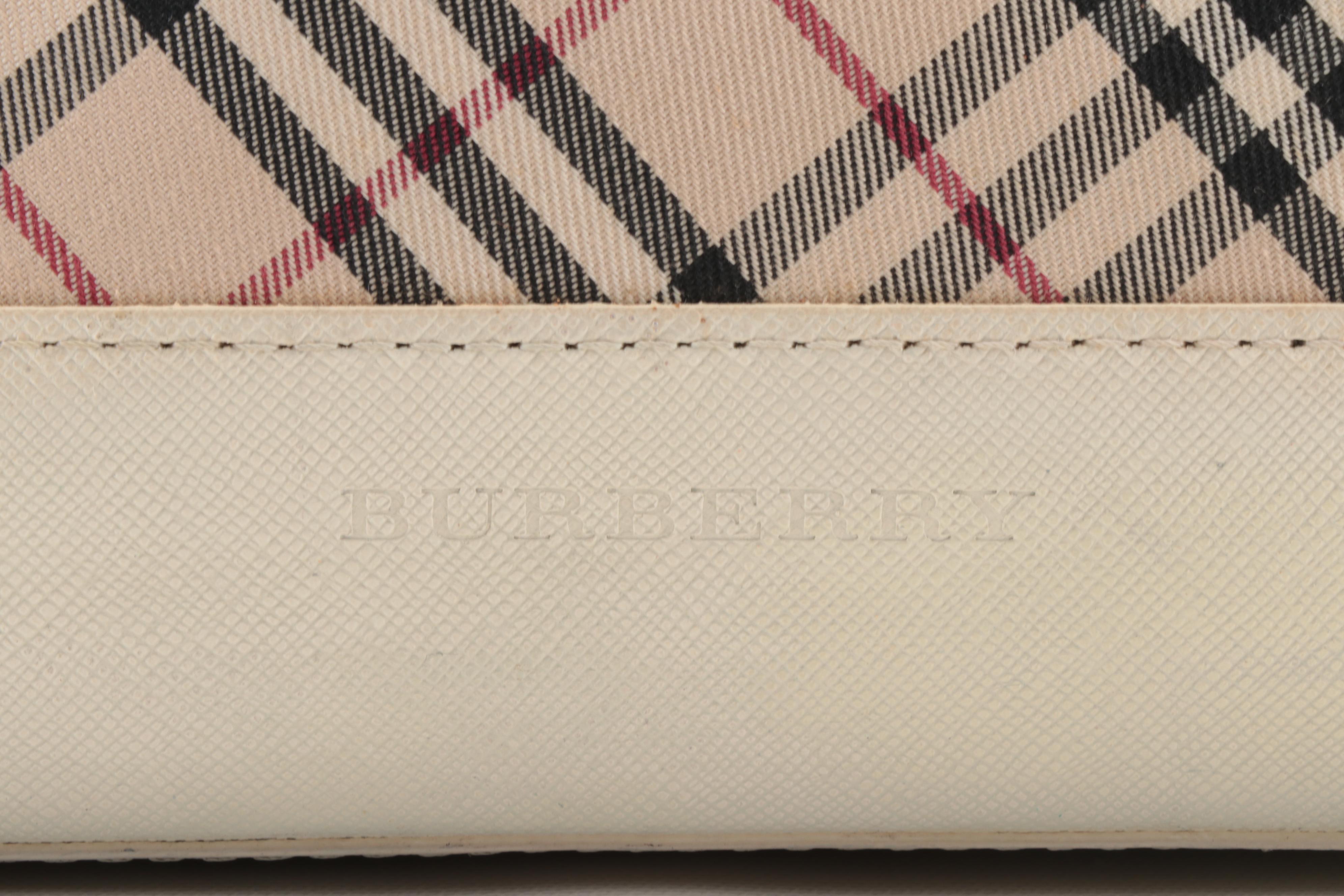 Burberry "Nova Check" and Off-White Saffiano Leather Shoulder Bag