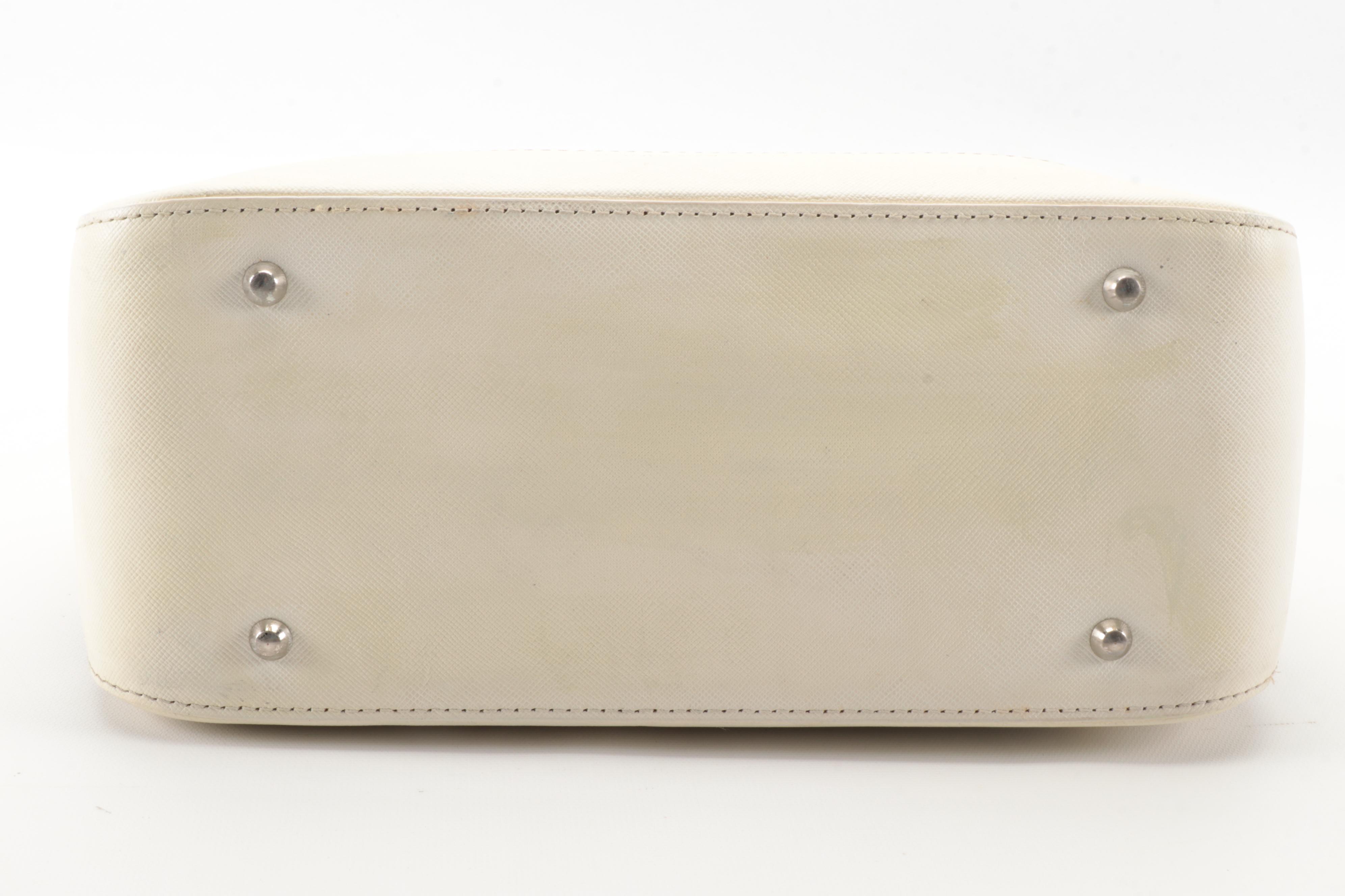 Burberry "Nova Check" and Off-White Saffiano Leather Shoulder Bag