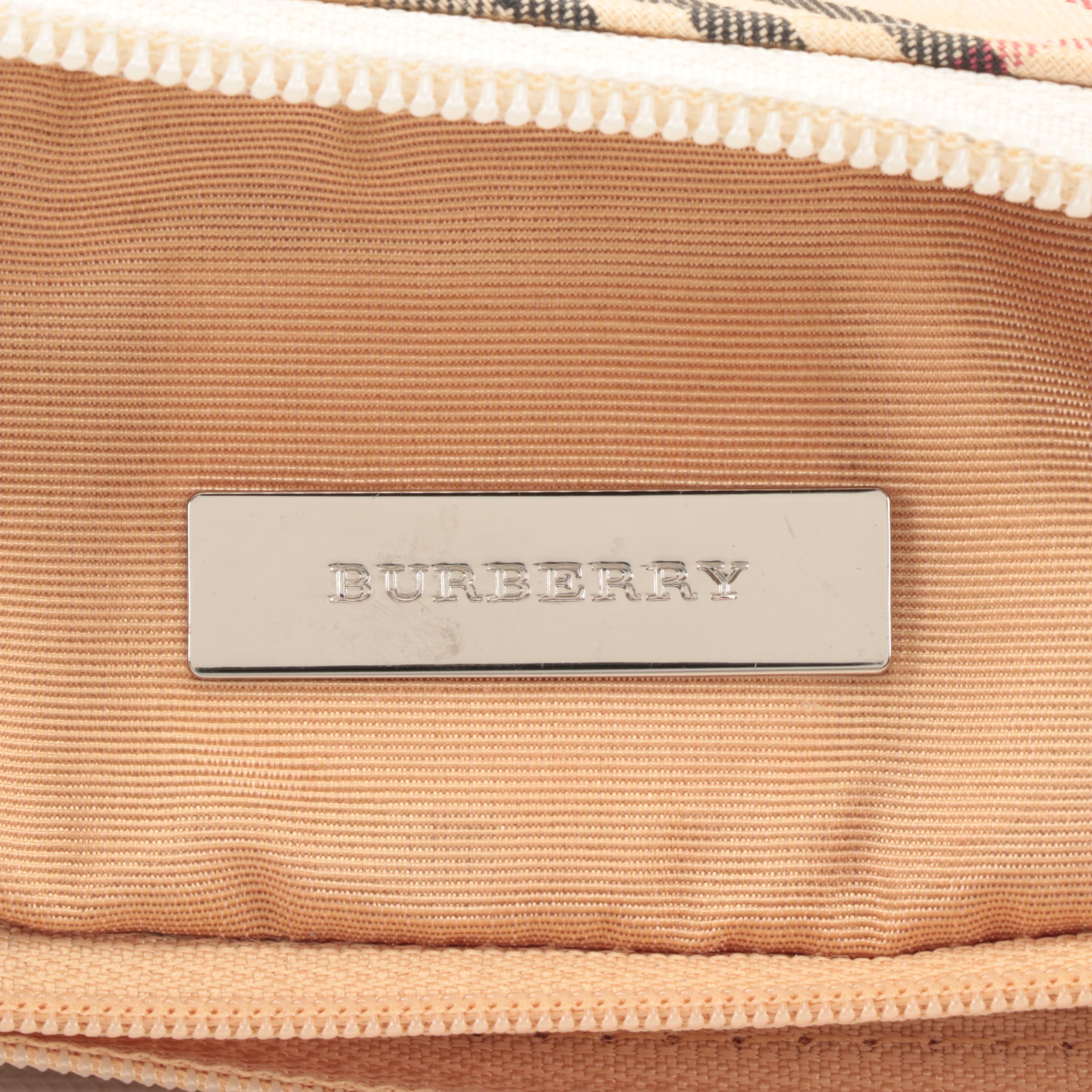 Burberry "Nova Check" and Off-White Saffiano Leather Shoulder Bag