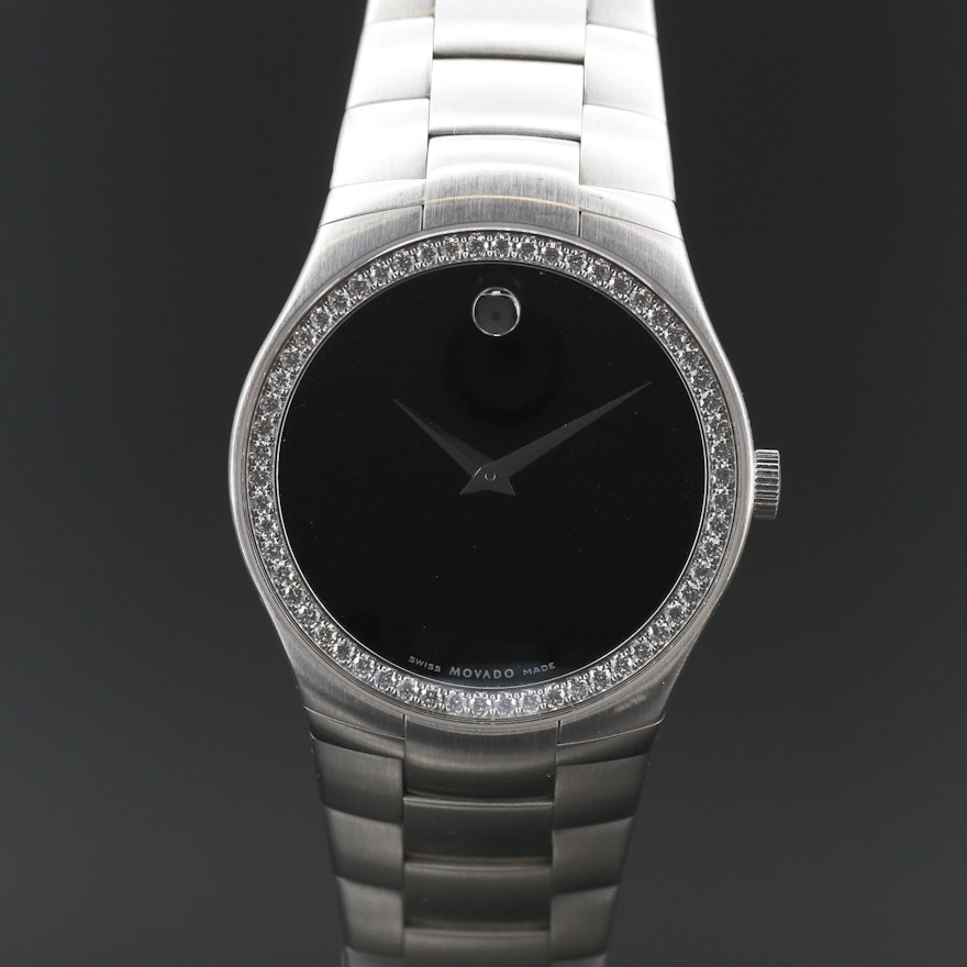 Movado 1.16 CTW Diamond and Stainless Steel Quartz Wristwatch