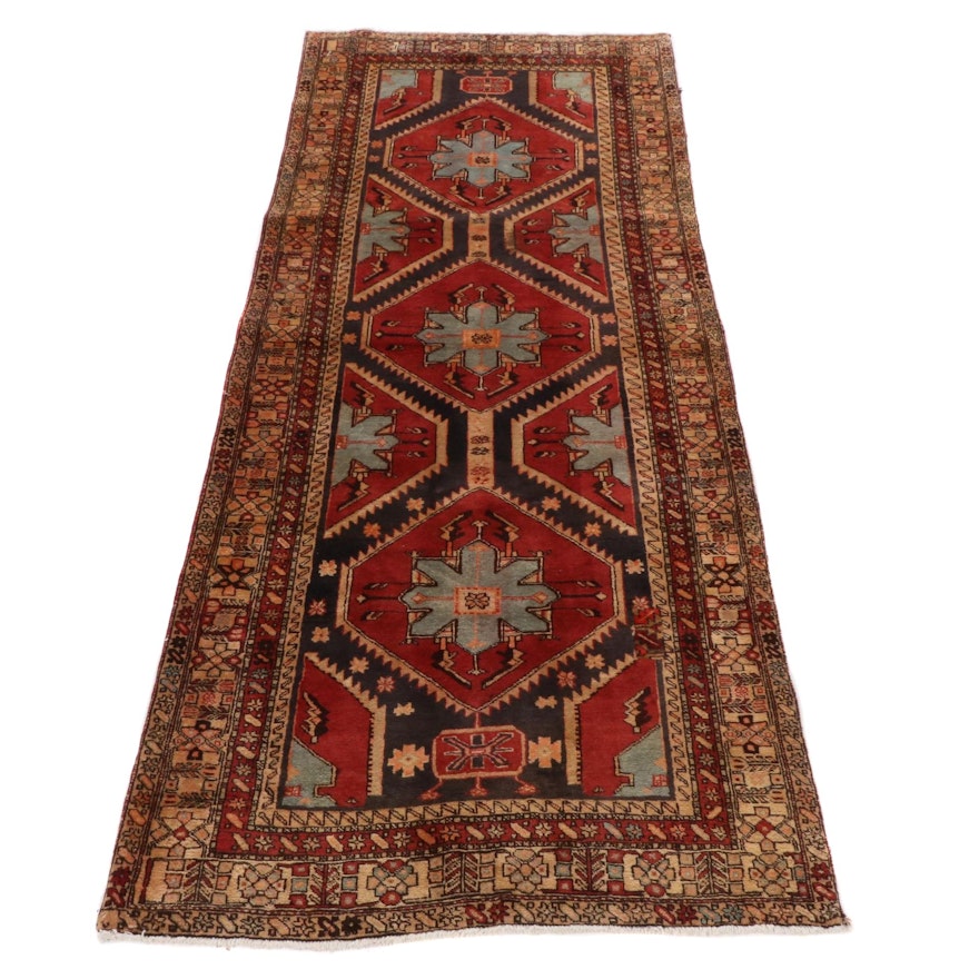 4'4 x 10'1 Hand-Knotted Northwest Persian Wide Rug Runner, 1960s