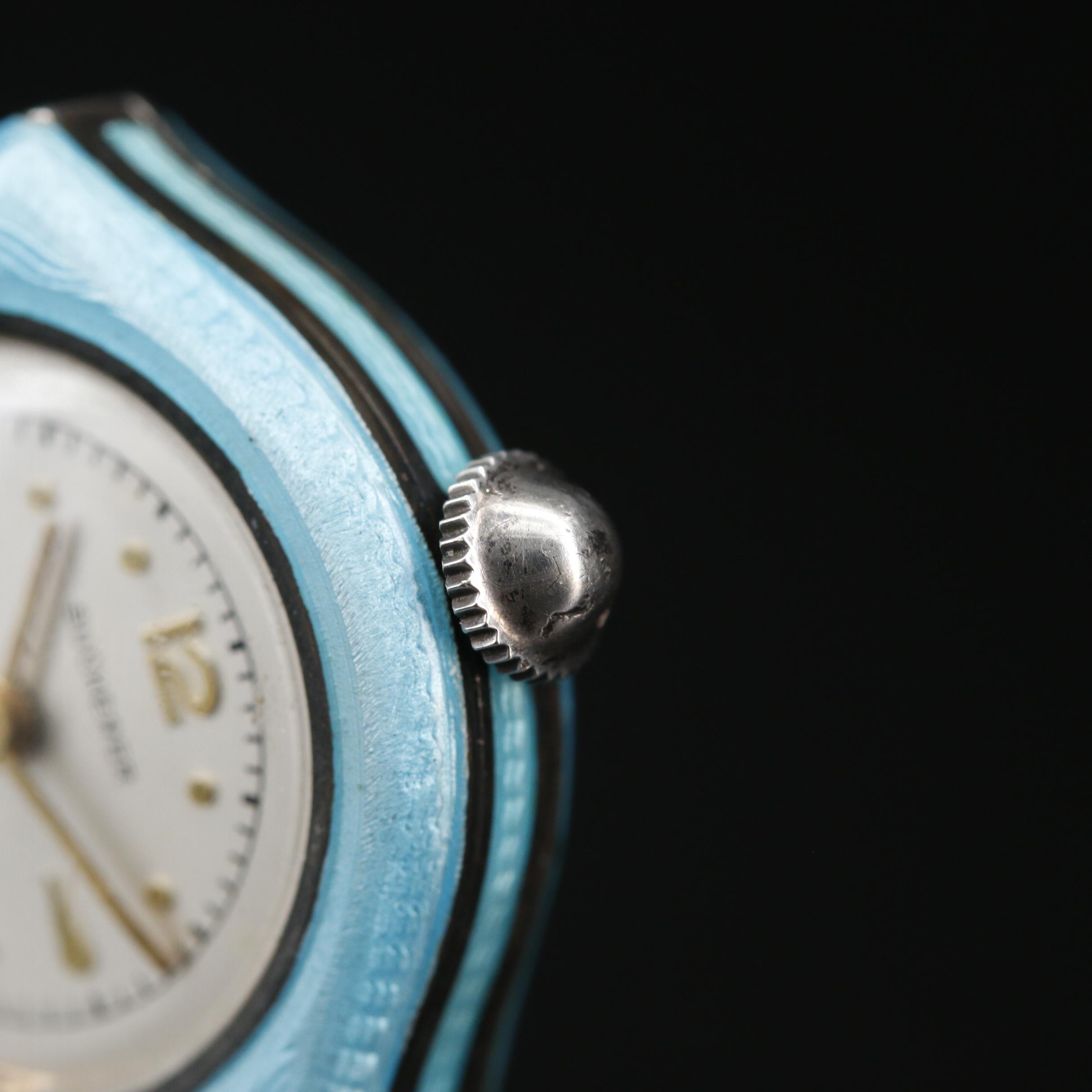 Vintage Bucherer Sterling Silver and Enamel Pendant Watch