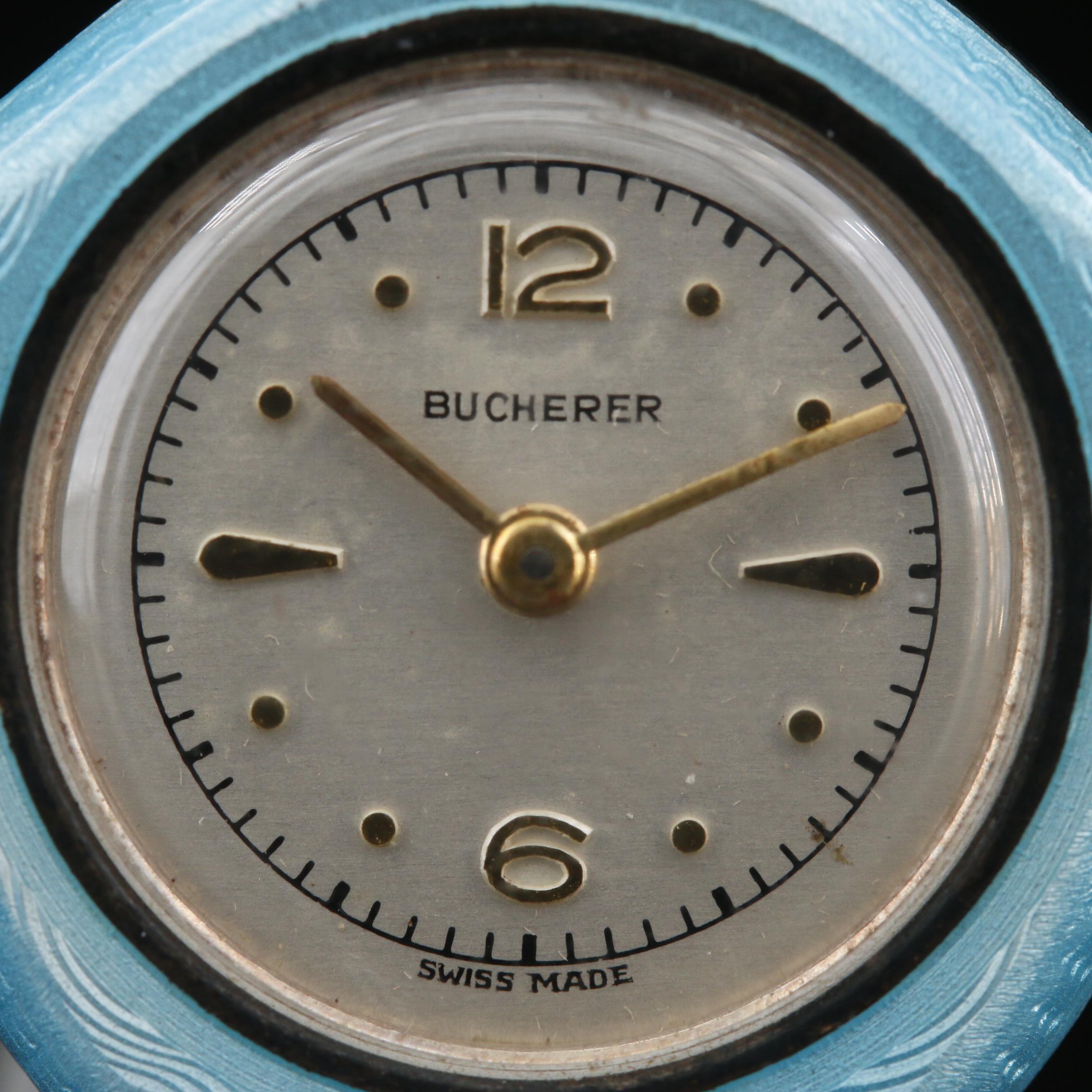 Vintage Bucherer Sterling Silver and Enamel Pendant Watch