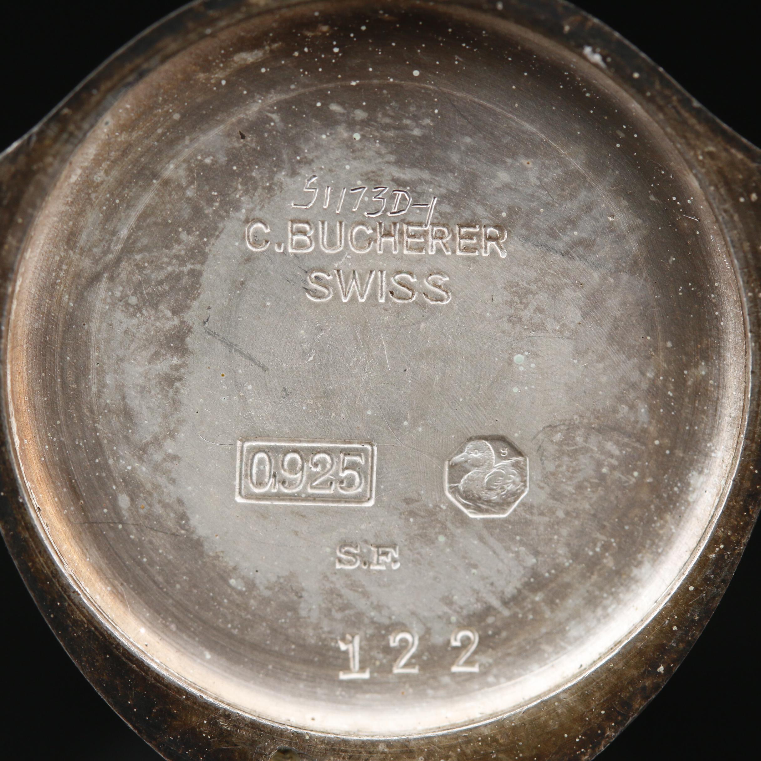 Vintage Bucherer Sterling Silver and Enamel Pendant Watch