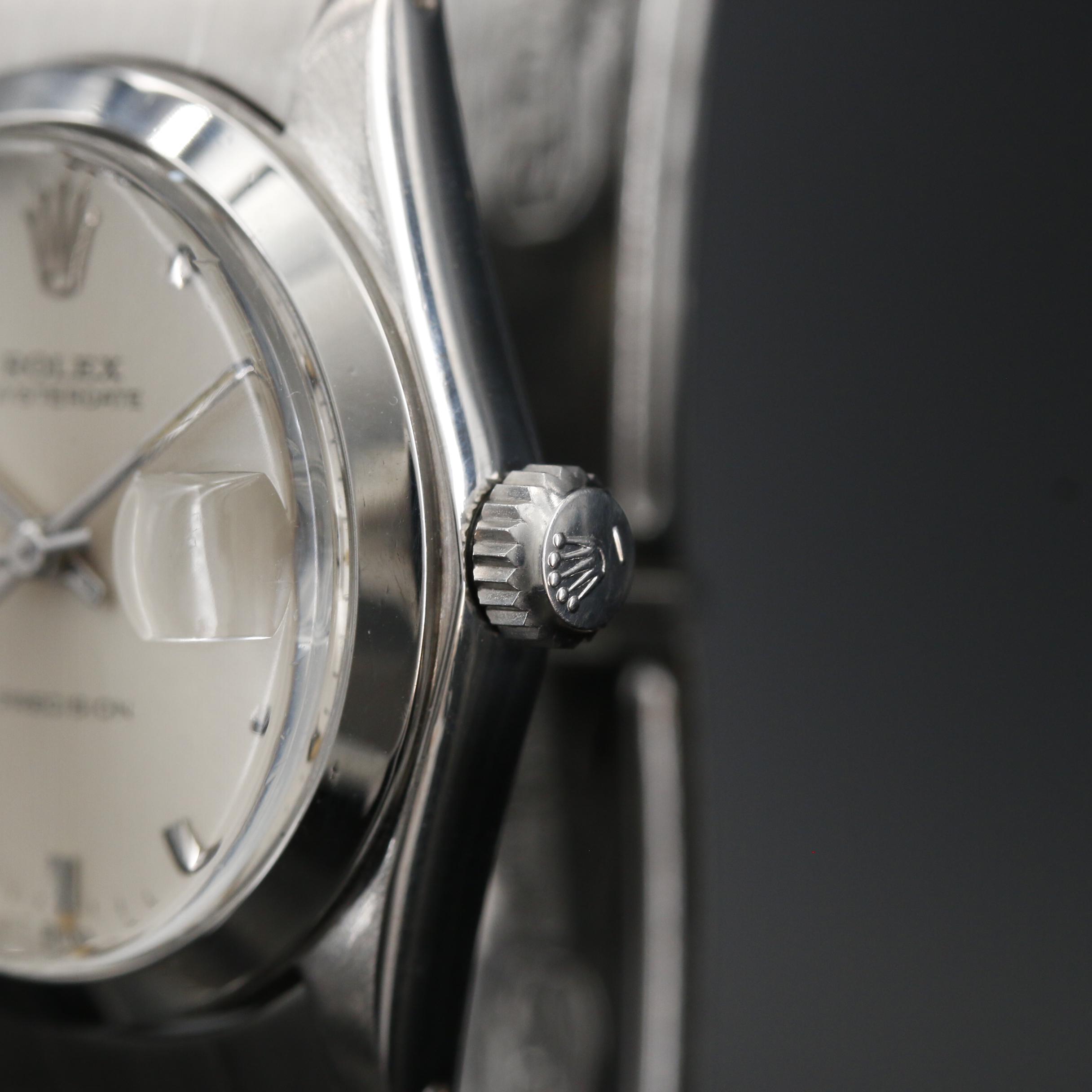 1967 Rolex Oysterdate Precision Stainless Steel Stem Wind Watch