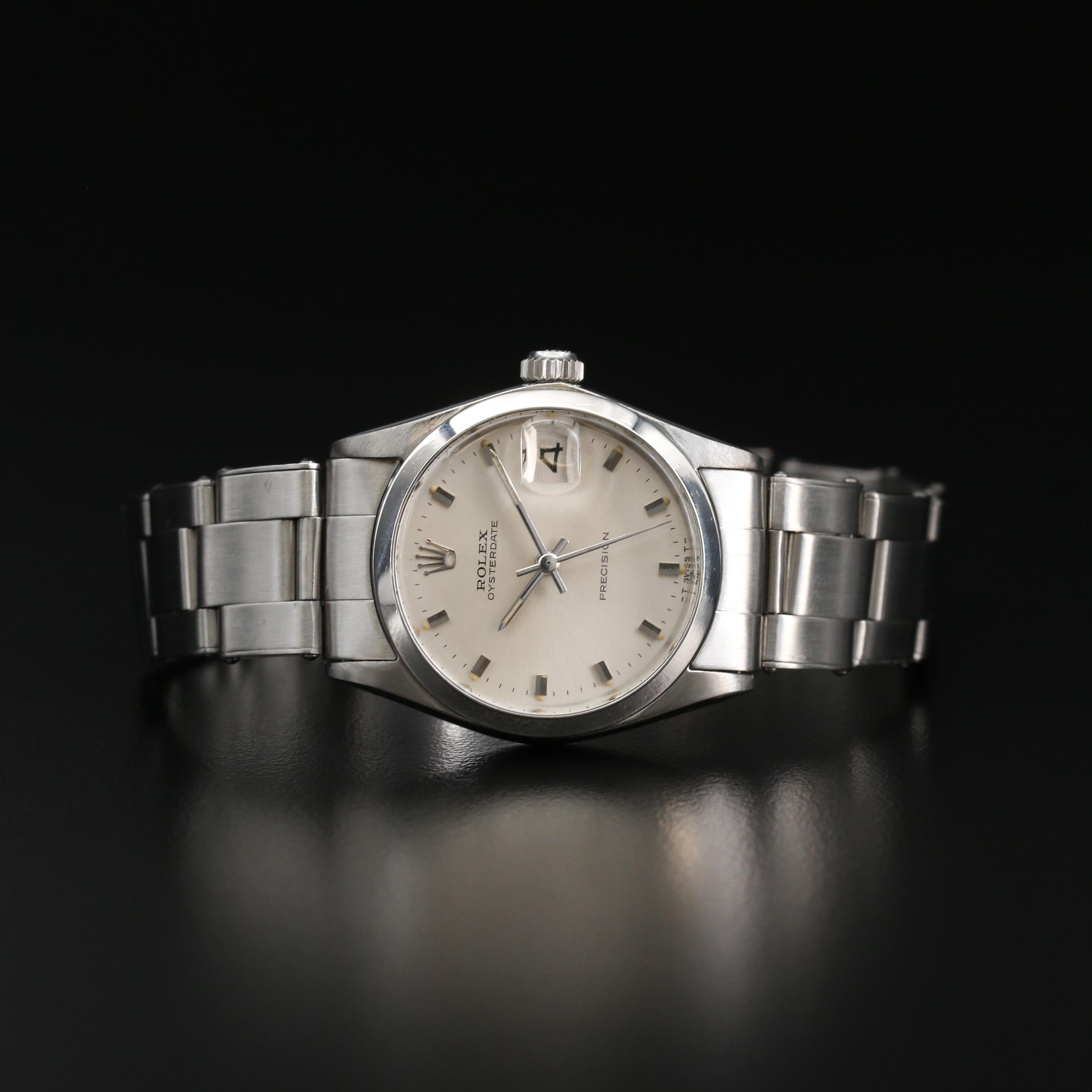1967 Rolex Oysterdate Precision Stainless Steel Stem Wind Watch