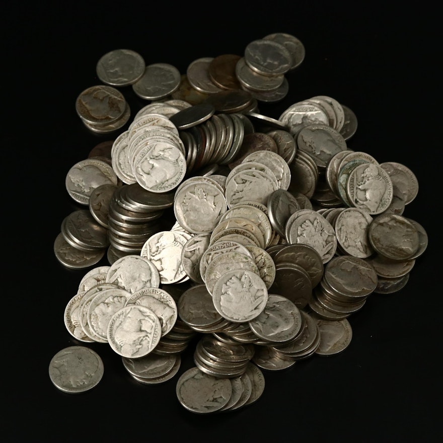 Two Hundred and Fifty Assorted Vintage Buffalo Nickels.