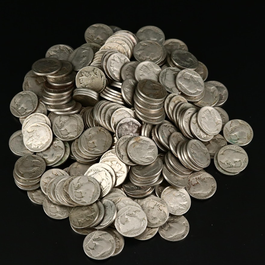 Two Hundred and Fifty Assorted Vintage Buffalo Nickels