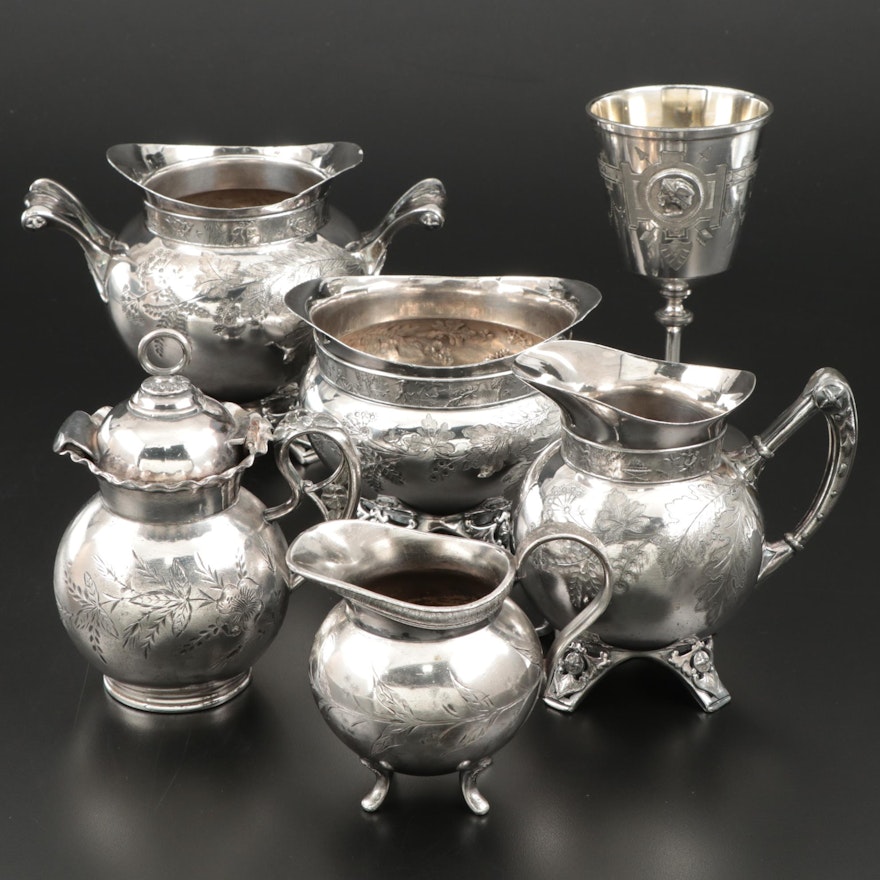 Meriden Britannia Oak Leaf Silver Plate Tea Accessories and Other Silver Plate