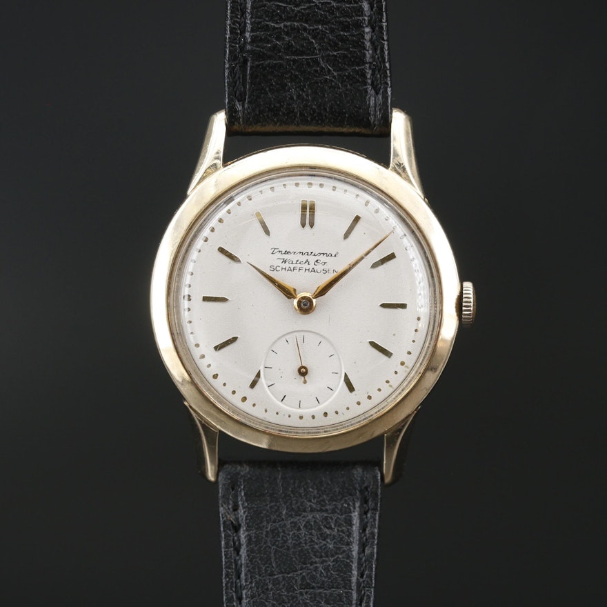 IWC 14K Gold Stem Wind Wristwatch, Circa 1951