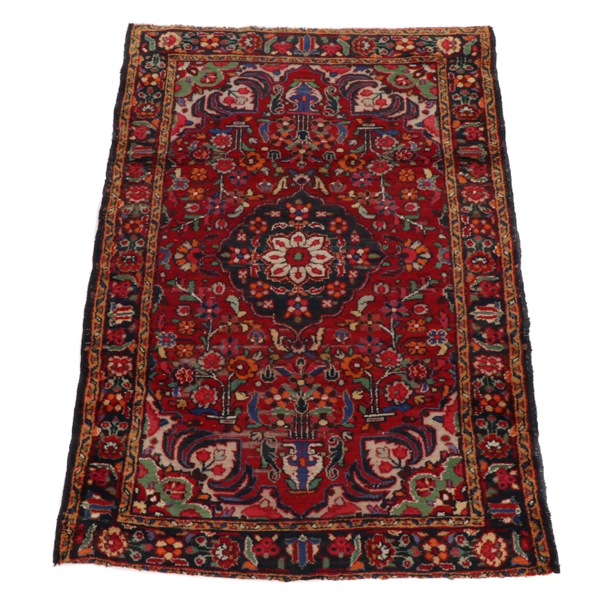 3'5 x 5' Hand-Knotted Persian Lilihan Rug, 1920s