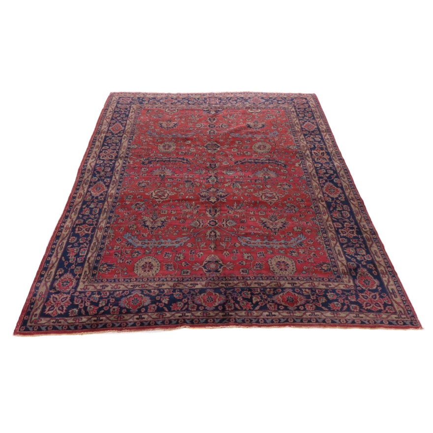 9' x 11'7 Hand-Knotted Turkish Oushak Rug, 1920s