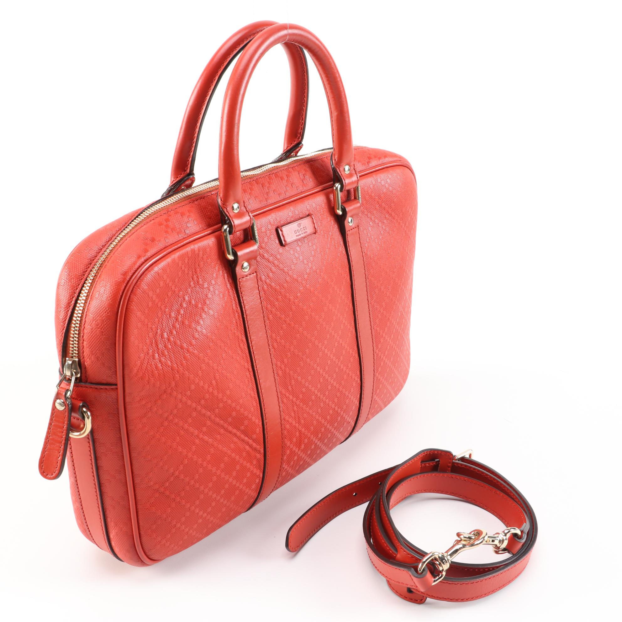 Gucci Convertible Briefcase in Bright Diamante and Smooth Leather