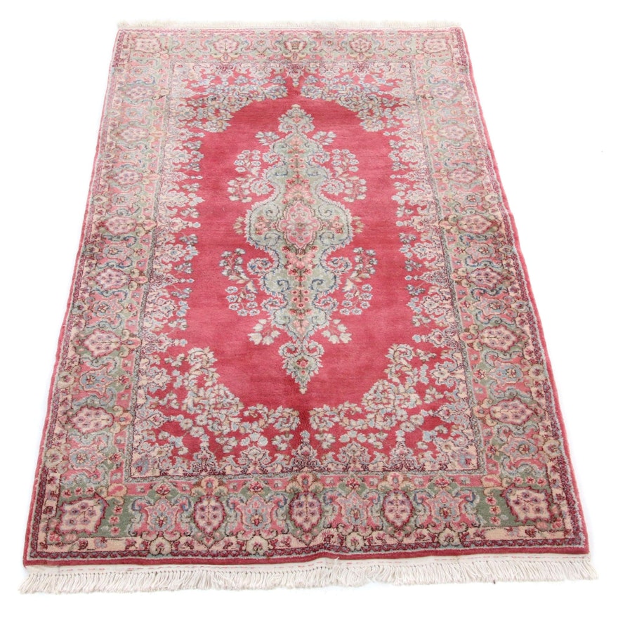 4' x 7'2 Hand-Knotted Persian Kerman Wool Rug