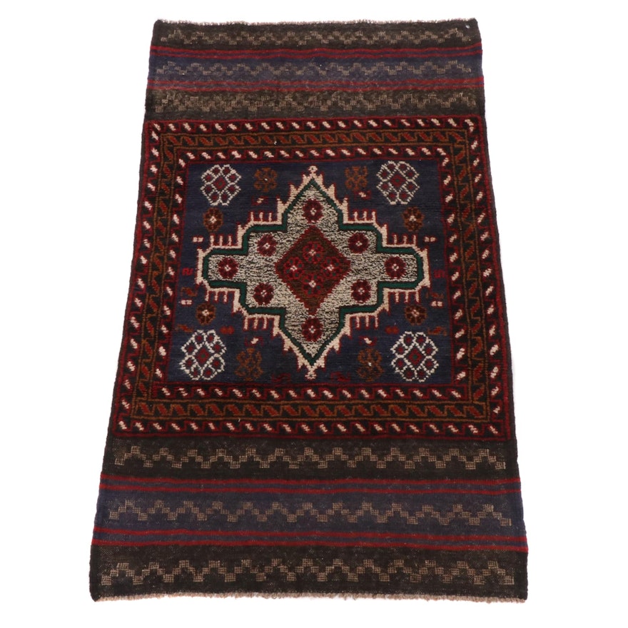 2'11 x 5' Hand-Knotted Afghani Turkoman Rug, 1990s