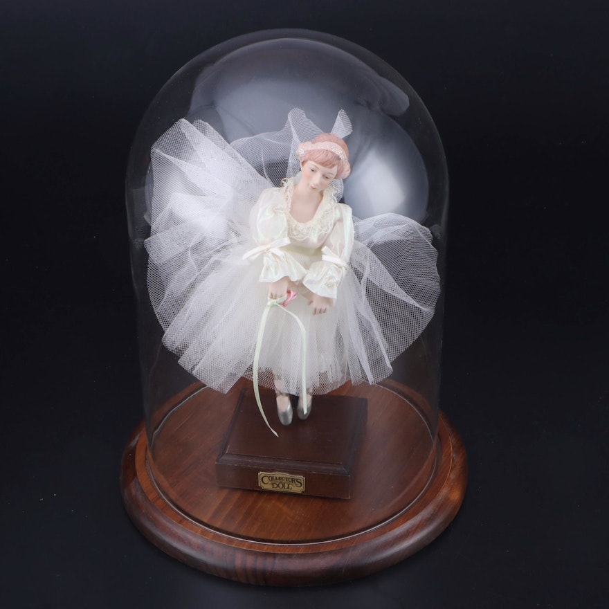 "Yesteryear Today and Thereafter" Collectible Porcelain Doll in Glass Case
