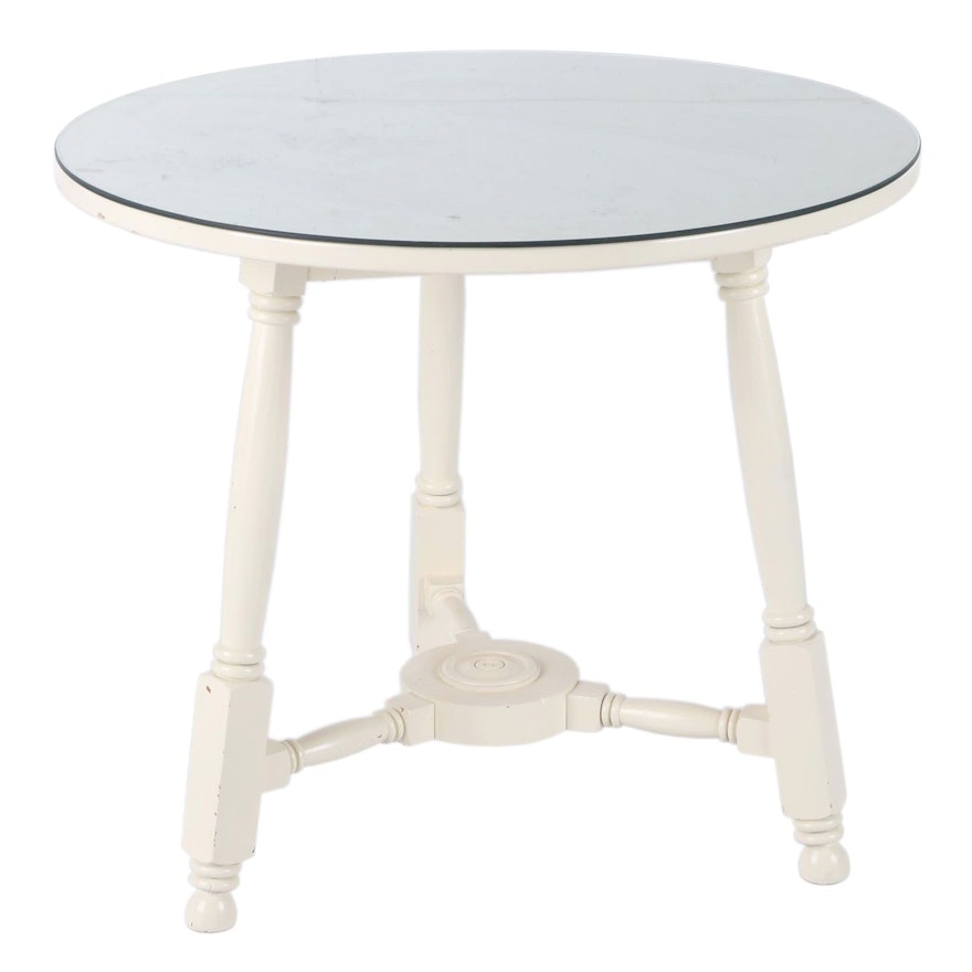 Contemporary Painted Wood Glass Top Center Table