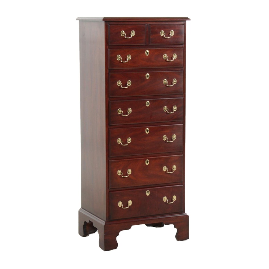 Henkel-Harris George II Style Cherry Lingerie Chest, Late 20th Century