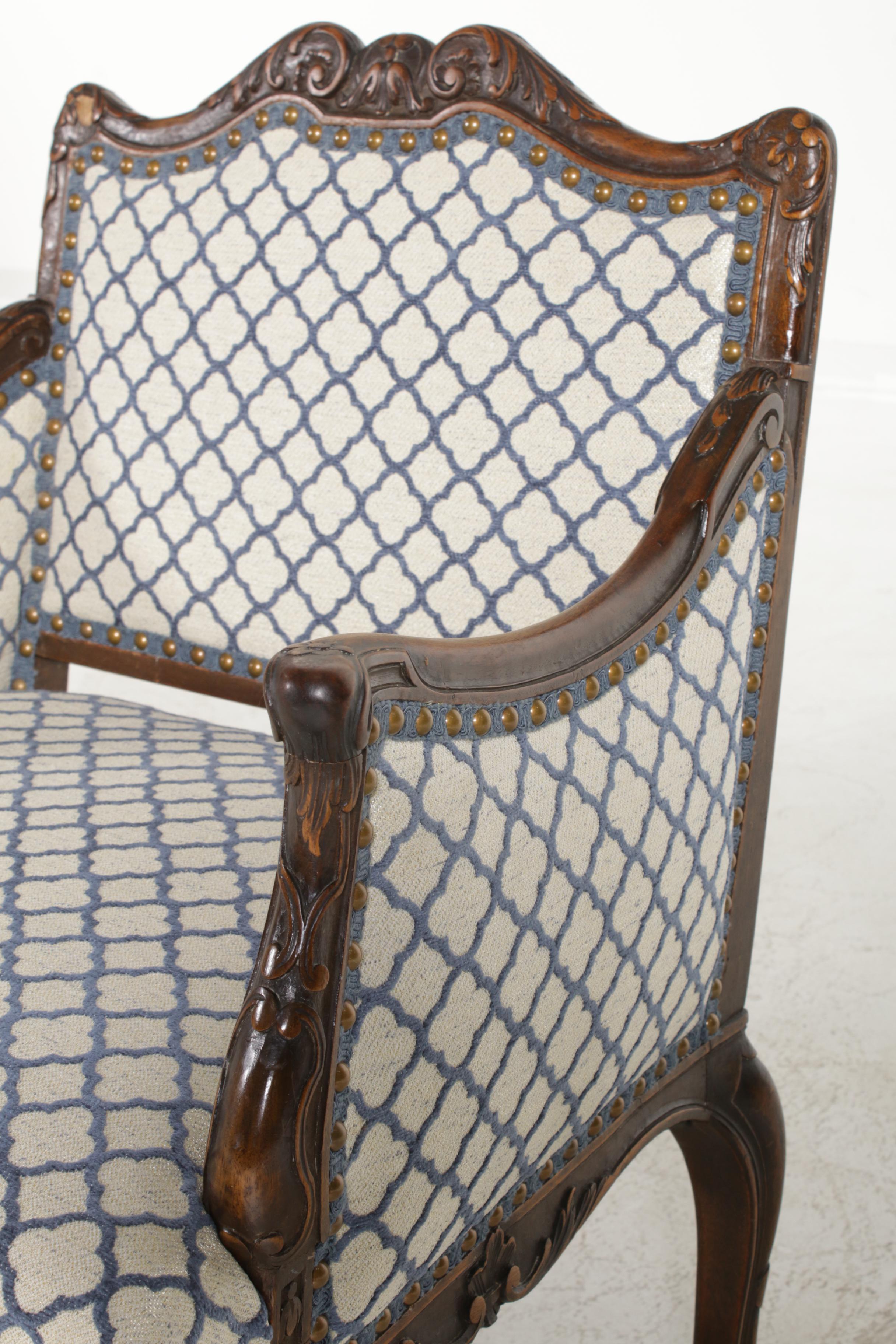 Pair of French Provincial Style Armchairs, Mid-20th Century