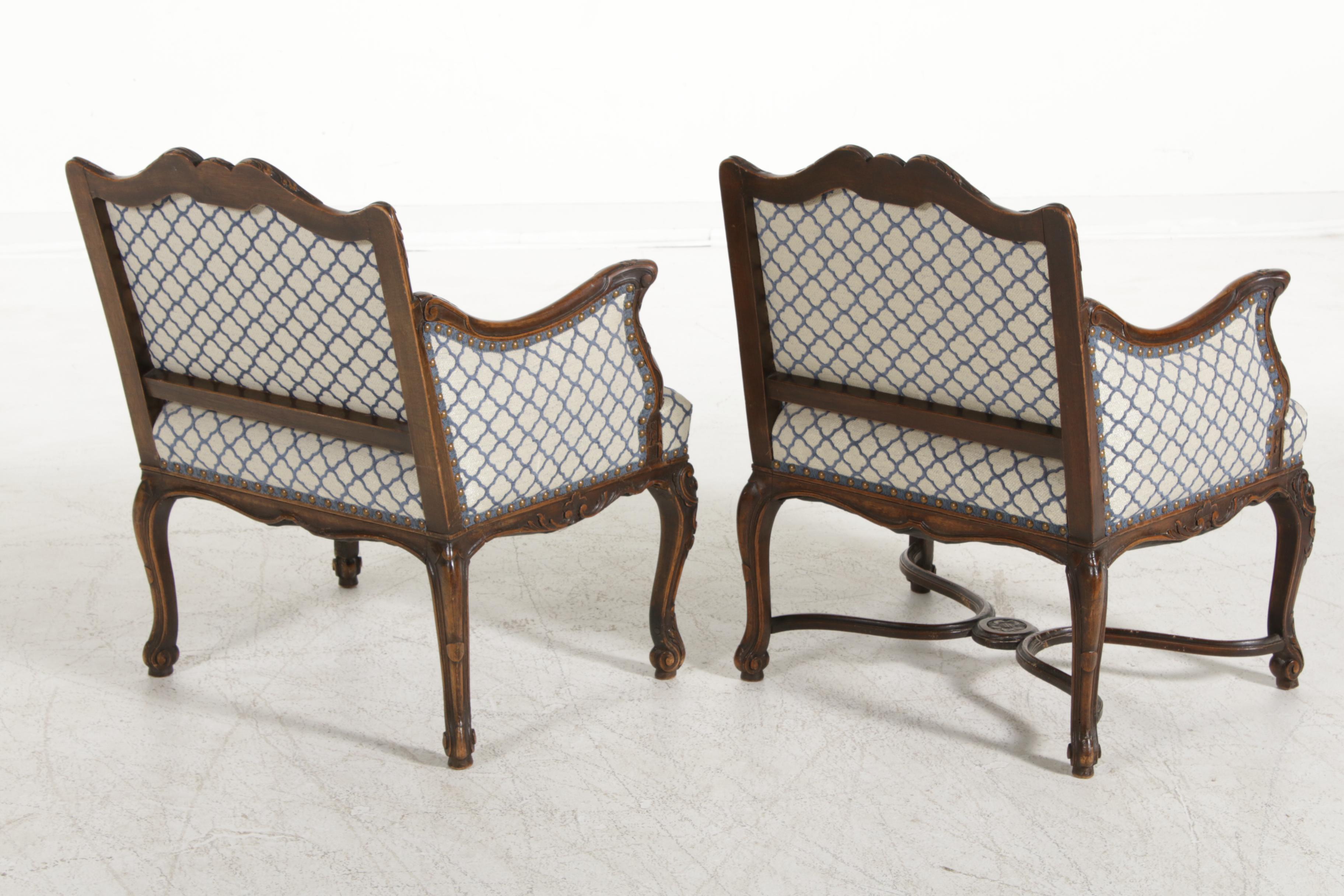 Pair of French Provincial Style Armchairs, Mid-20th Century