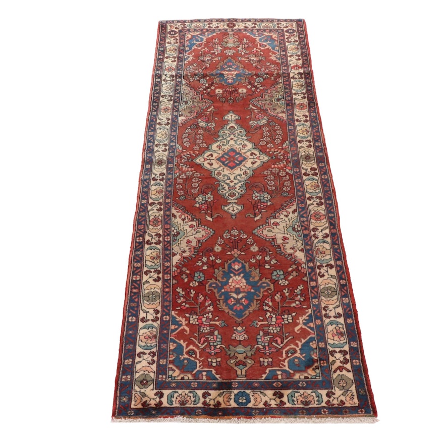 3'6 x 10' Hand-Knotted Persian Malayer Rug Runner, 1970s