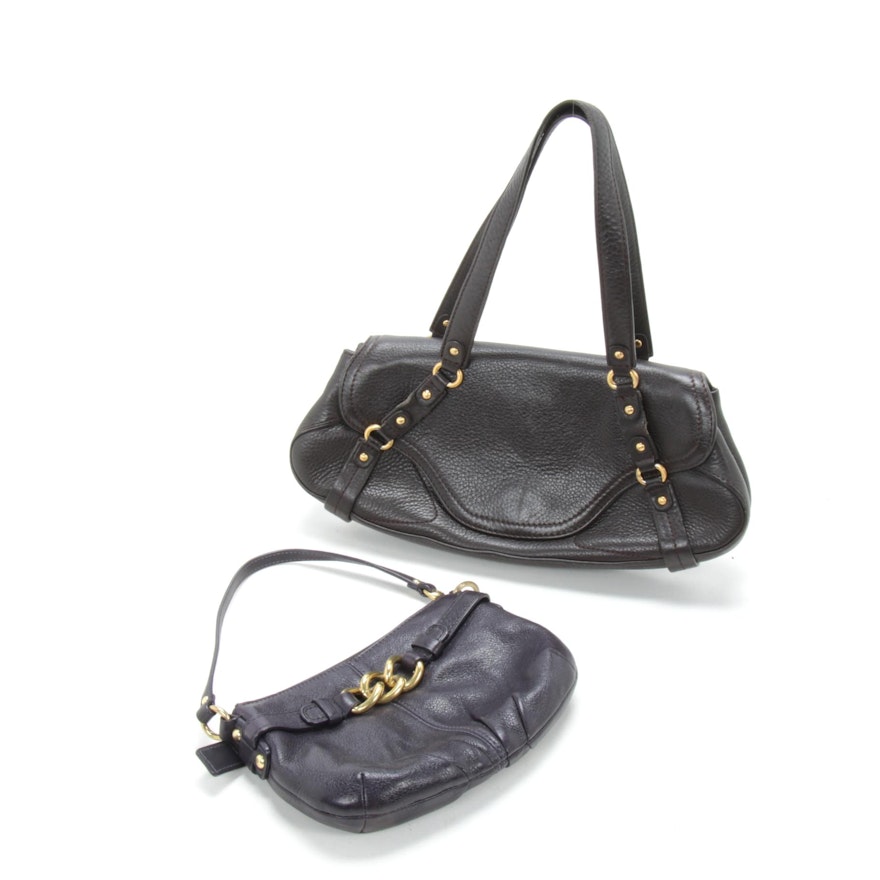 Coach and Cole Haan Shoulder Bags in Black Grained Leather