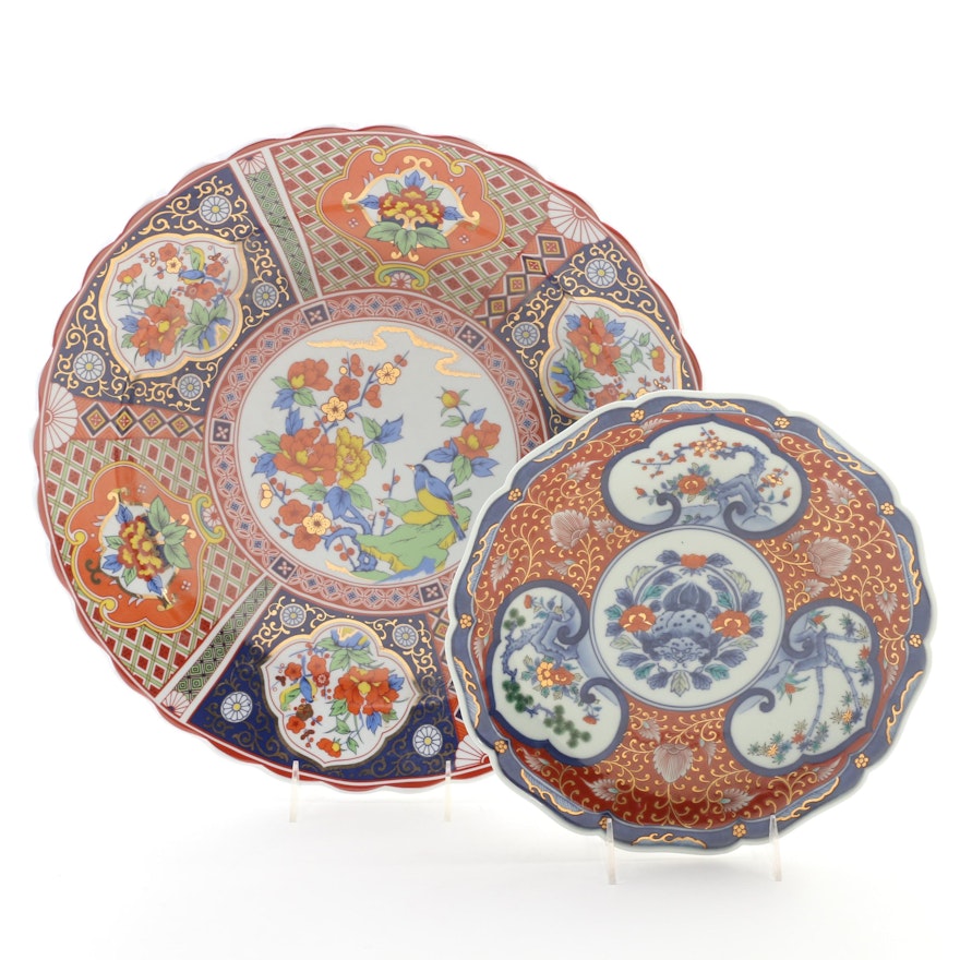 Chinese Floral and Gilt Porcelain Plates