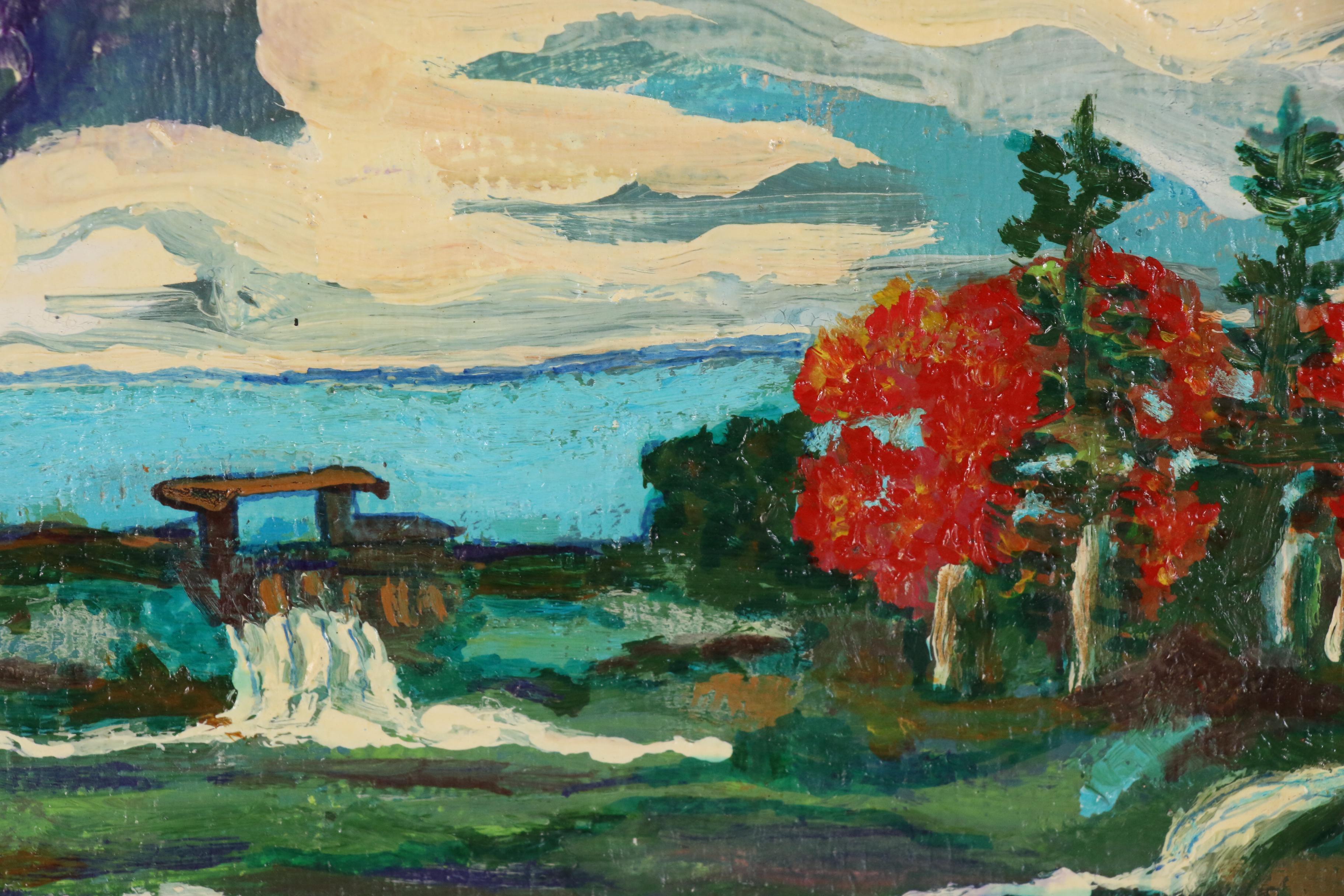 Dennis Ewald Landscape Oil Painting "Tea Lake Dam" after Tom Thomson, 1994