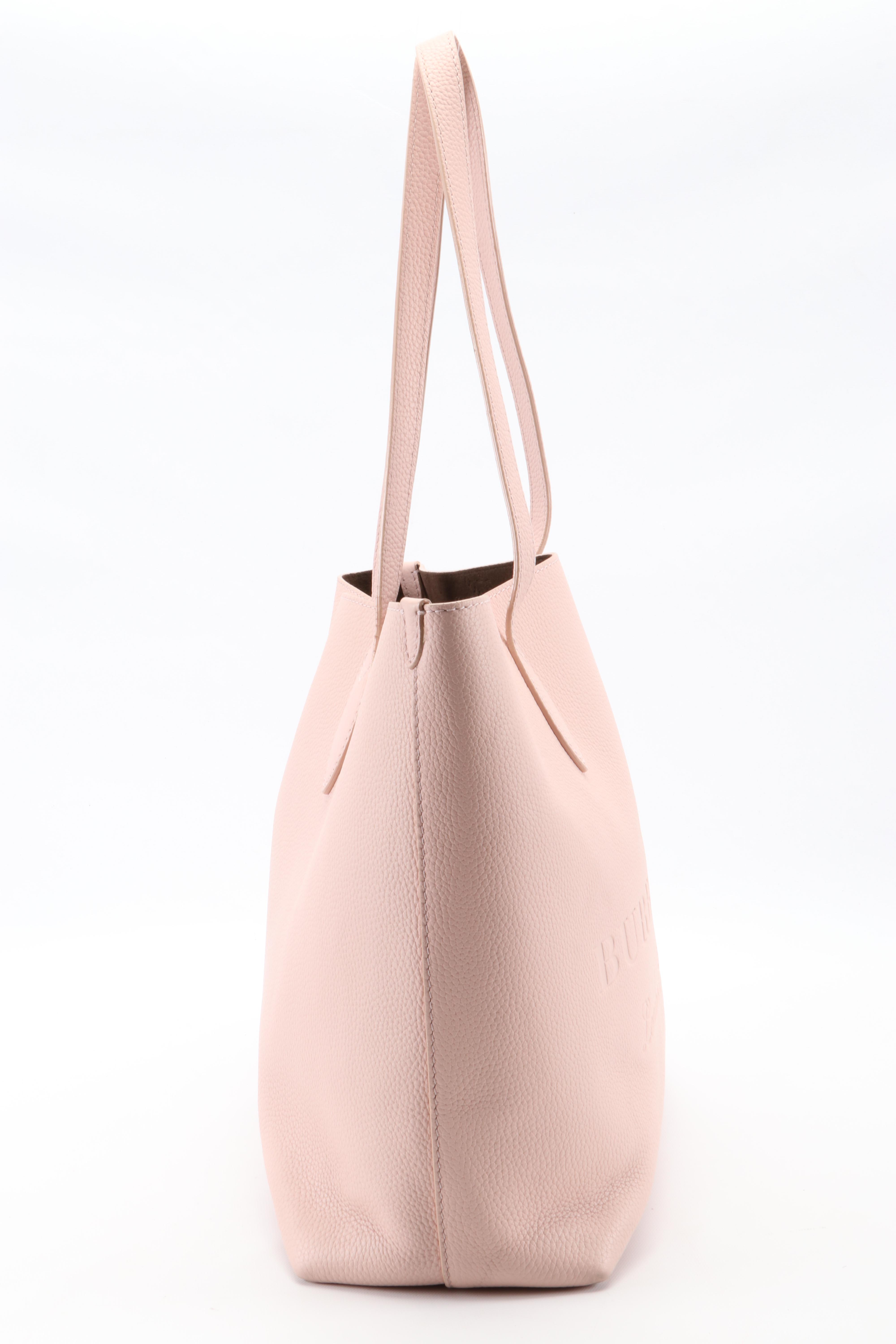 Burberry Remington Embossed Logo Tote in Blush Pink Grained Leather