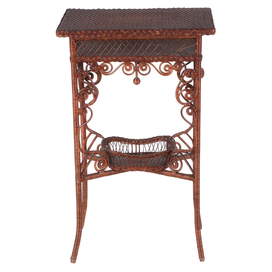 Victorian Wicker Sewing Stand, Late 19th Century