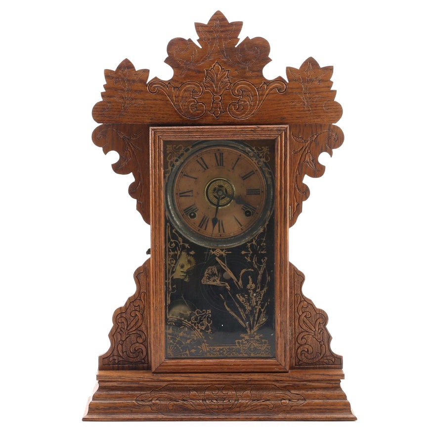 The Sessions Clock Co. Pressed Oak Victorian Kitchen Clock