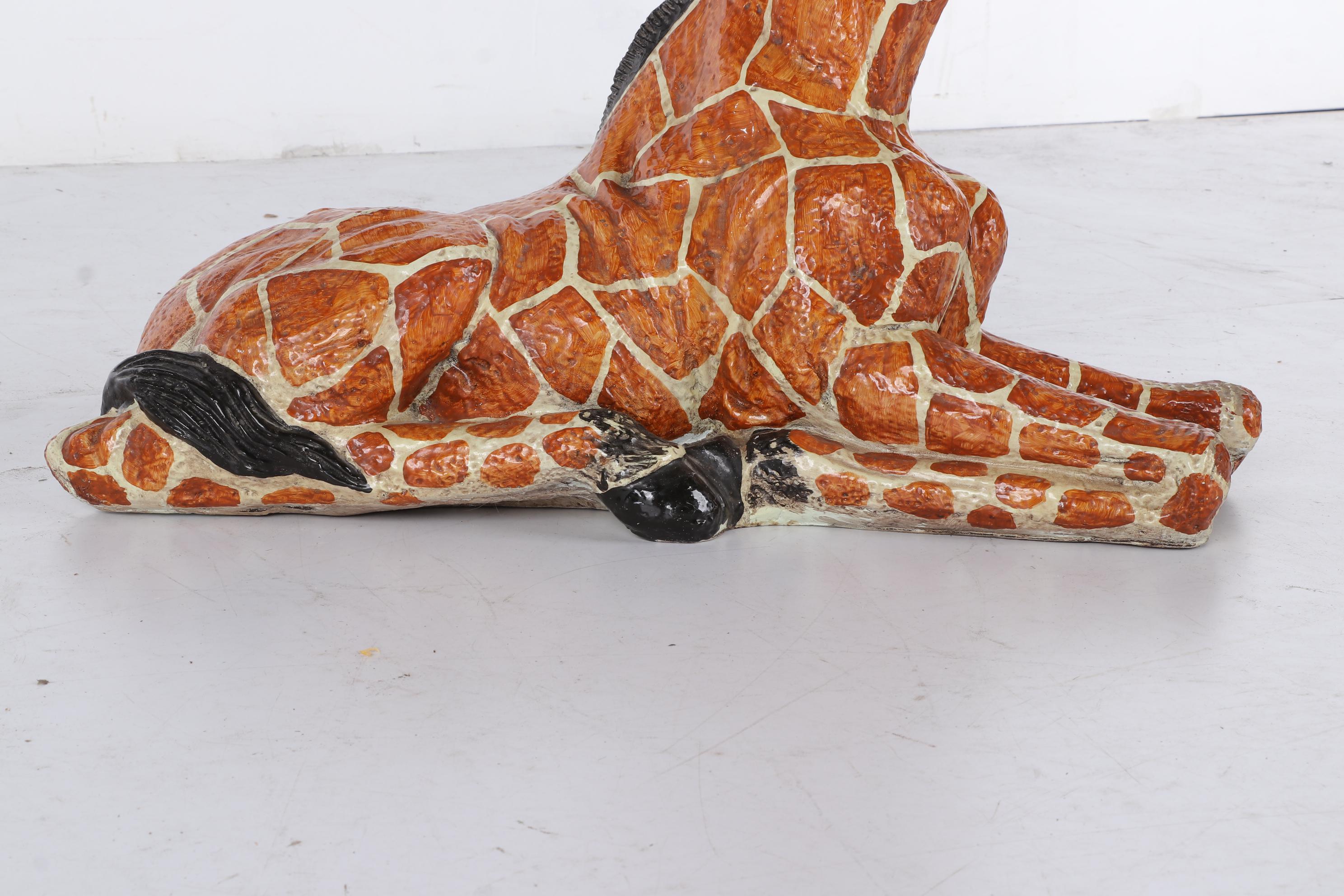 Large  Hand-Painted Ceramic Giraffe Sculpture, Late 20th Century