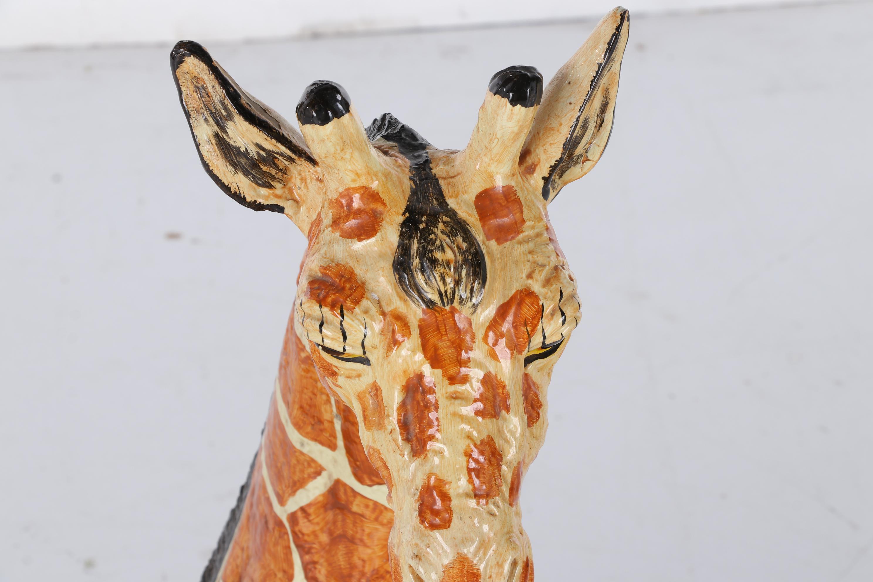 Large  Hand-Painted Ceramic Giraffe Sculpture, Late 20th Century